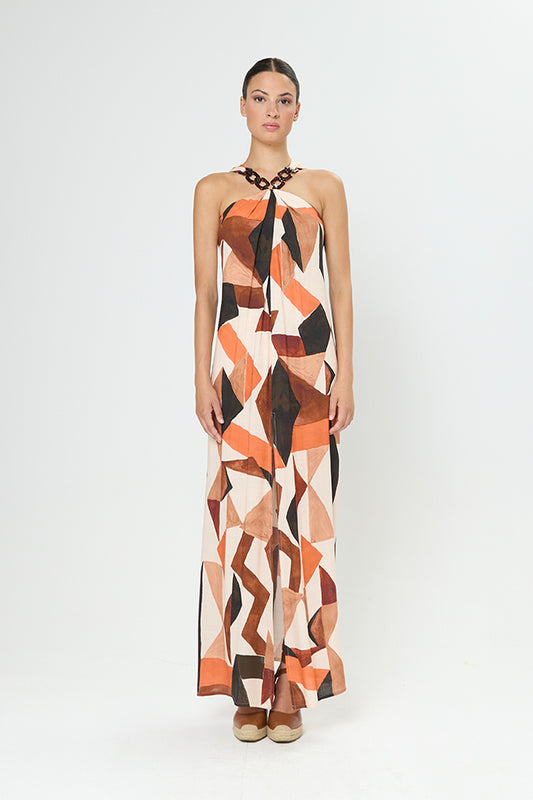 Arggido  Multi print halter neck maxi dress