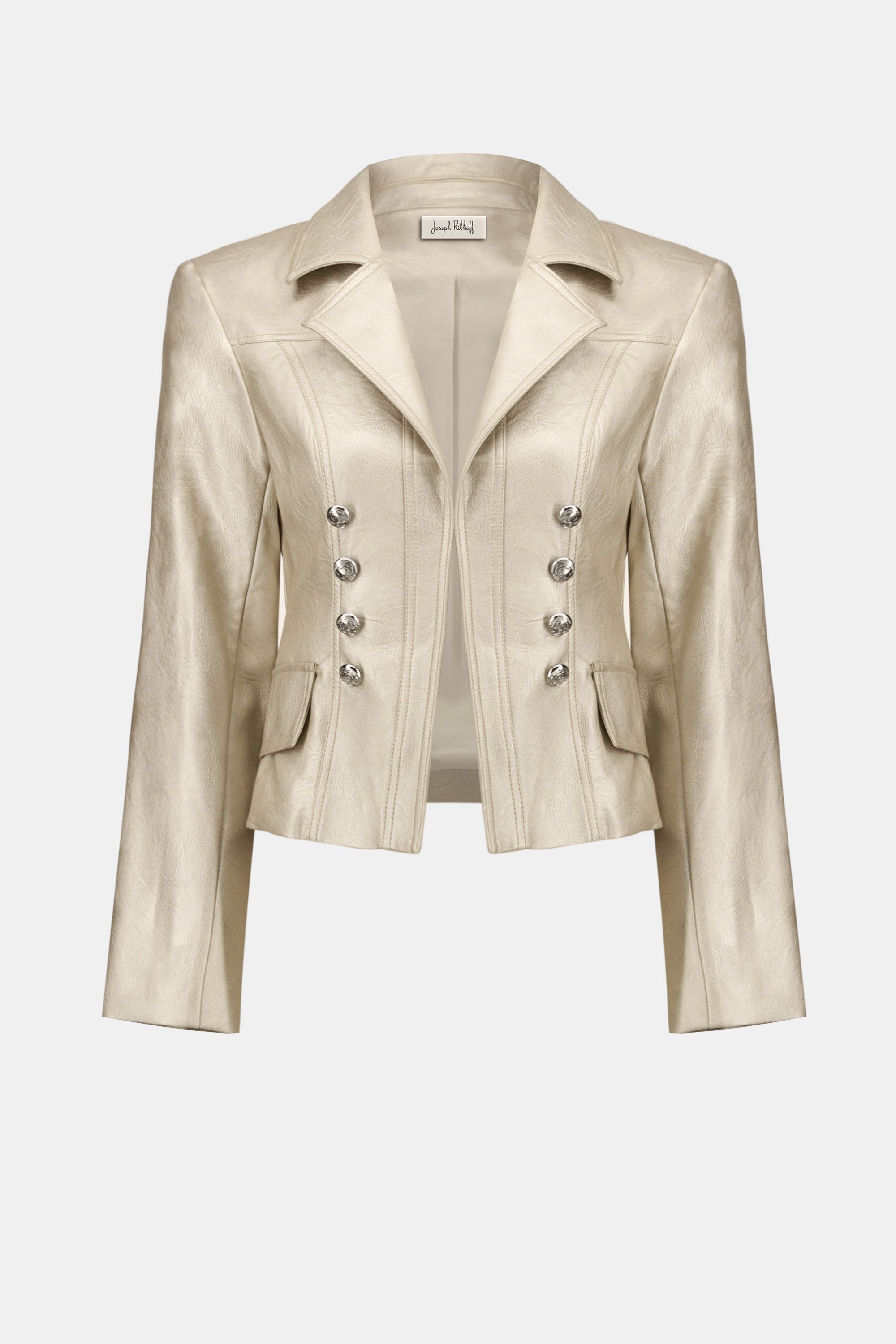 Pre- Order - Joseph Ribkoff Leatherette Notched Collar Fitted Jacket
254925