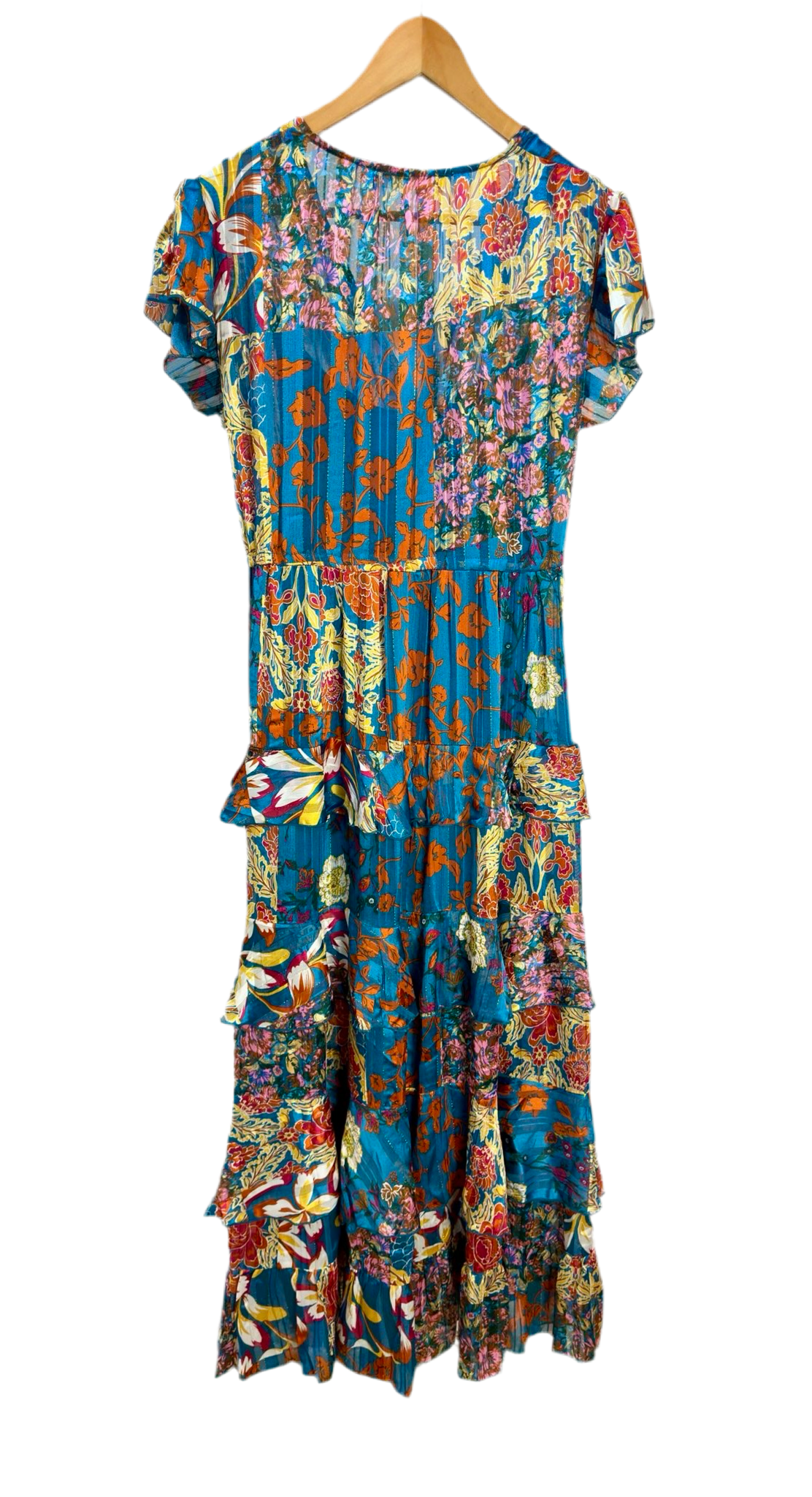 Malissa J Teal Patterned Gypsy Dress One Size