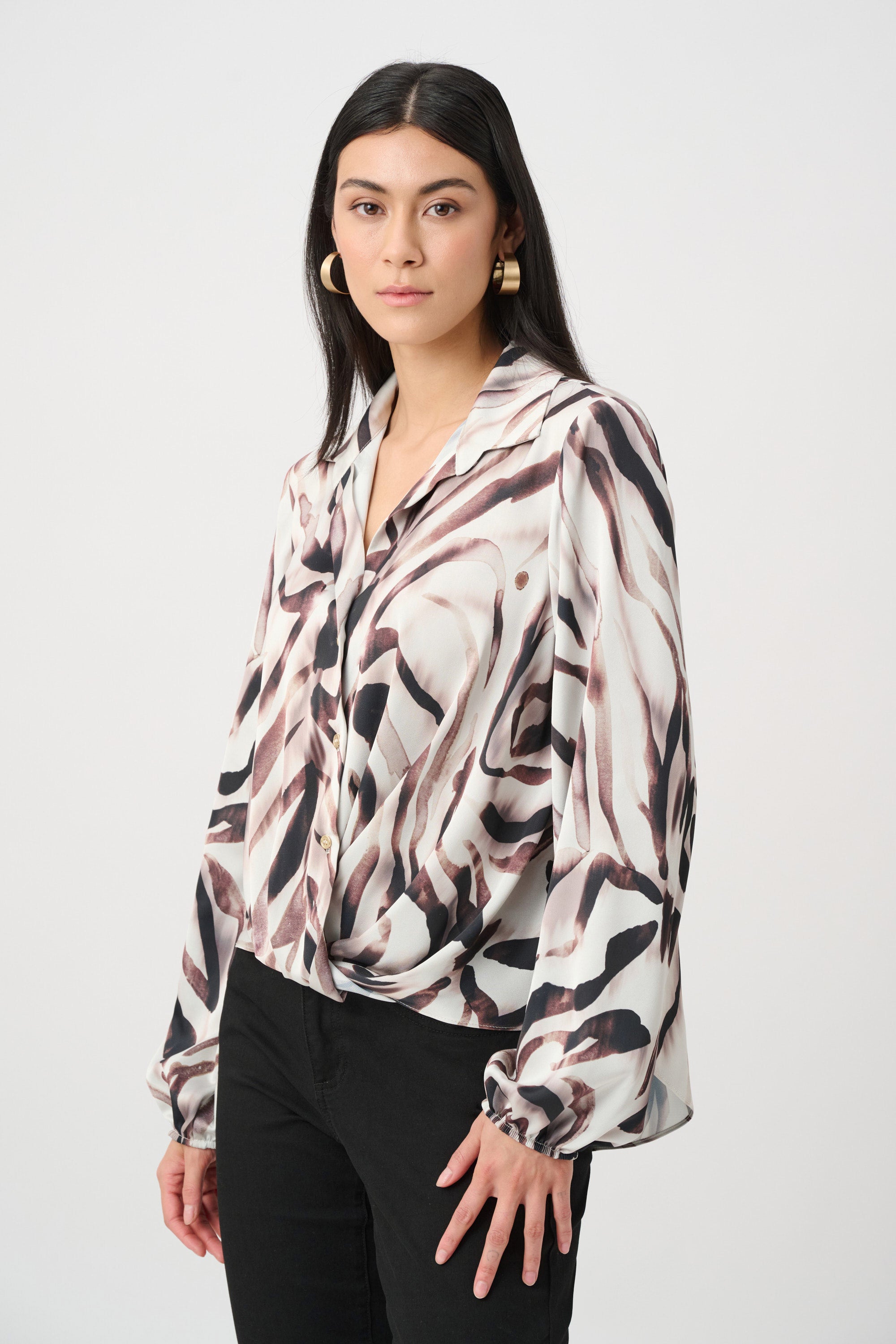 Recycled Satin Animal Print Draped Top
263057