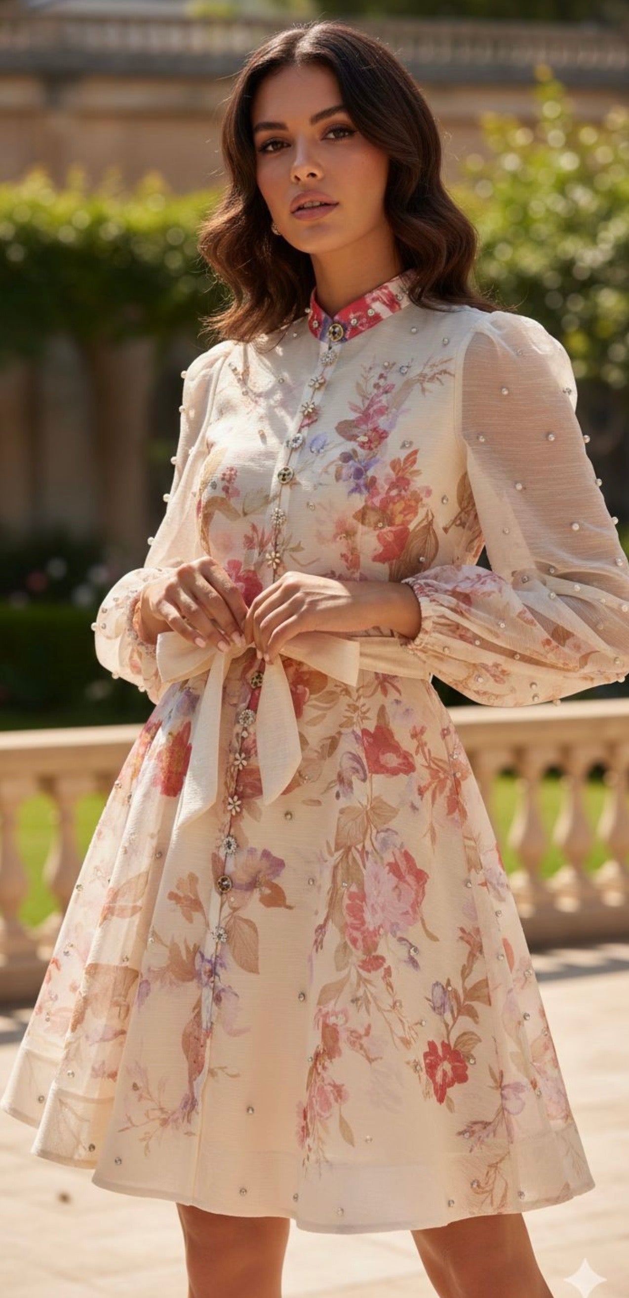 Azaka Floral Organza Occasion Dress – Blush Multi Print (Sizes S-M-L)