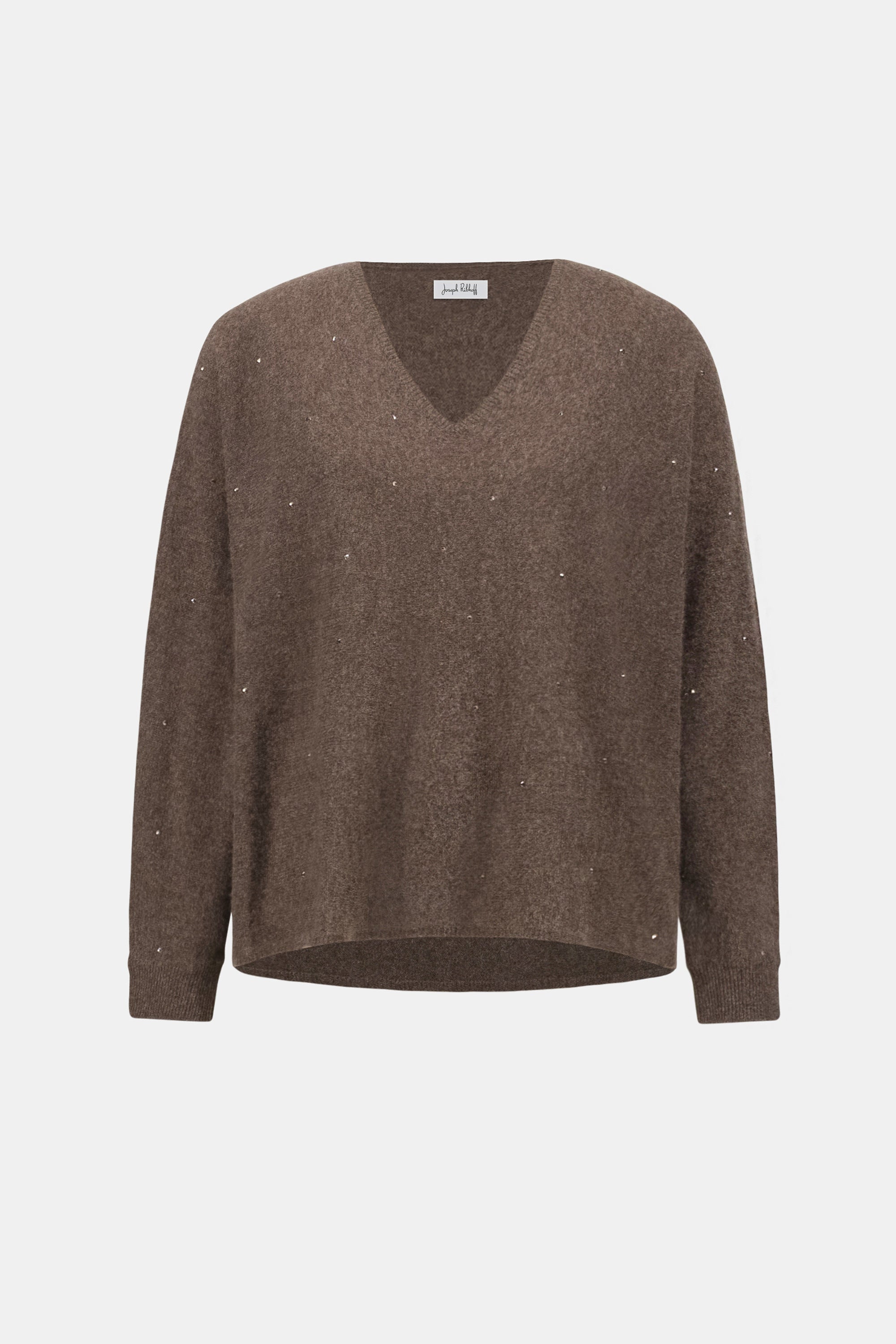 Joseph Ribkoff Cashmere Boxy Sweater With Rhinestone Detail
263940 Taupe Melange
