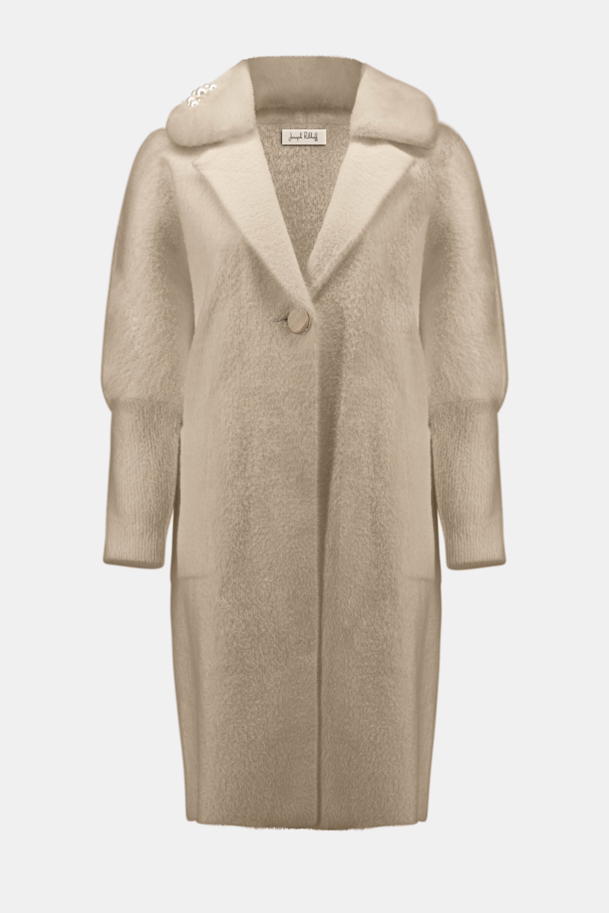 Pre- Order - Joseph Ribkoff Feather Yarn and Faux Fur Sweater Coat
254954 in Fawn