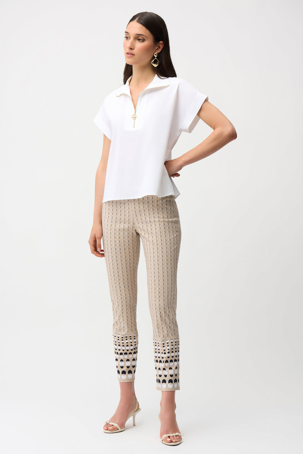 Joseph Ribkoff Stretch Poplin Straight Top With Zipped Neckline
261140