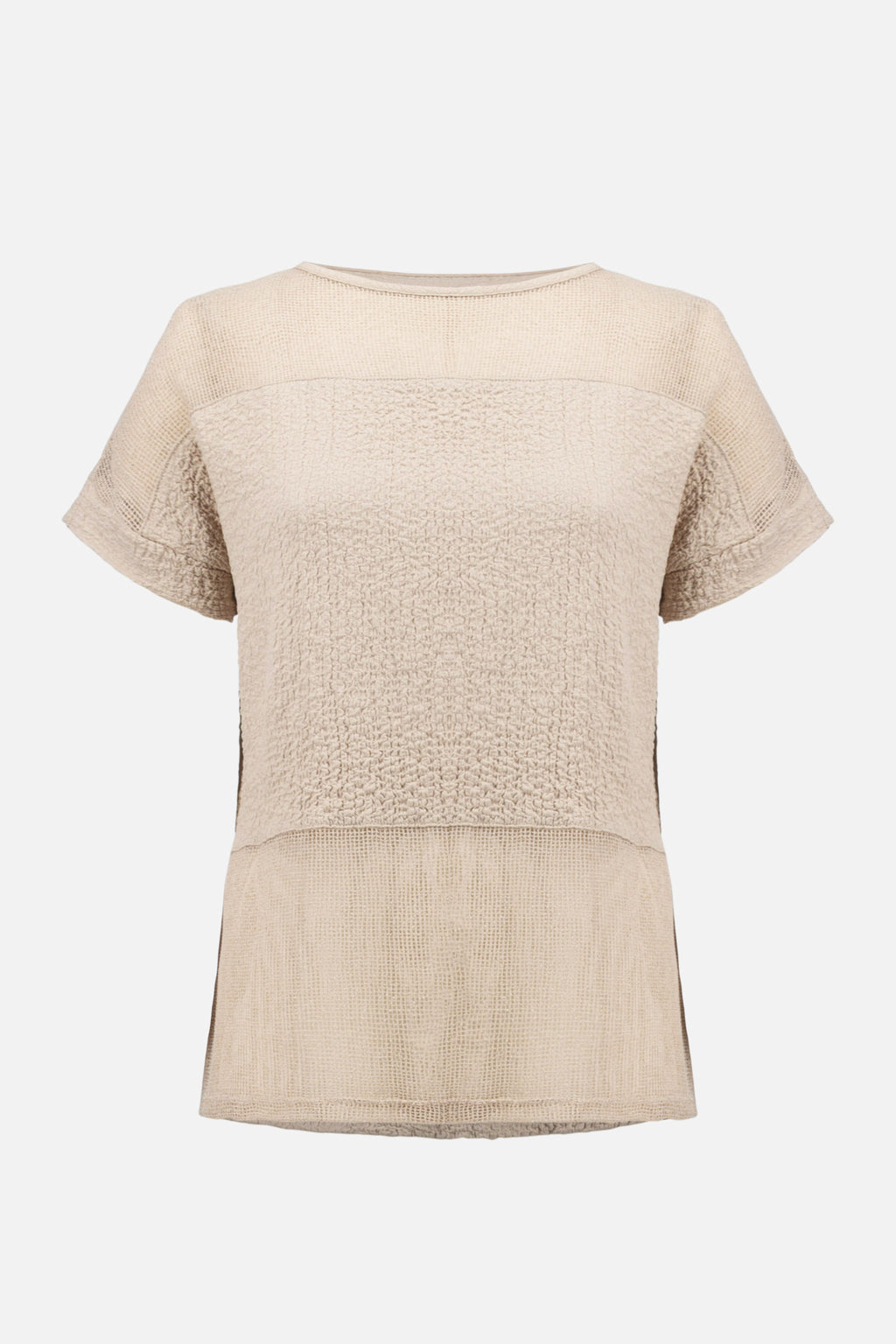 Joseph Ribkoff Seersucker and Mesh Boxy Top With Boat Neckline
261247