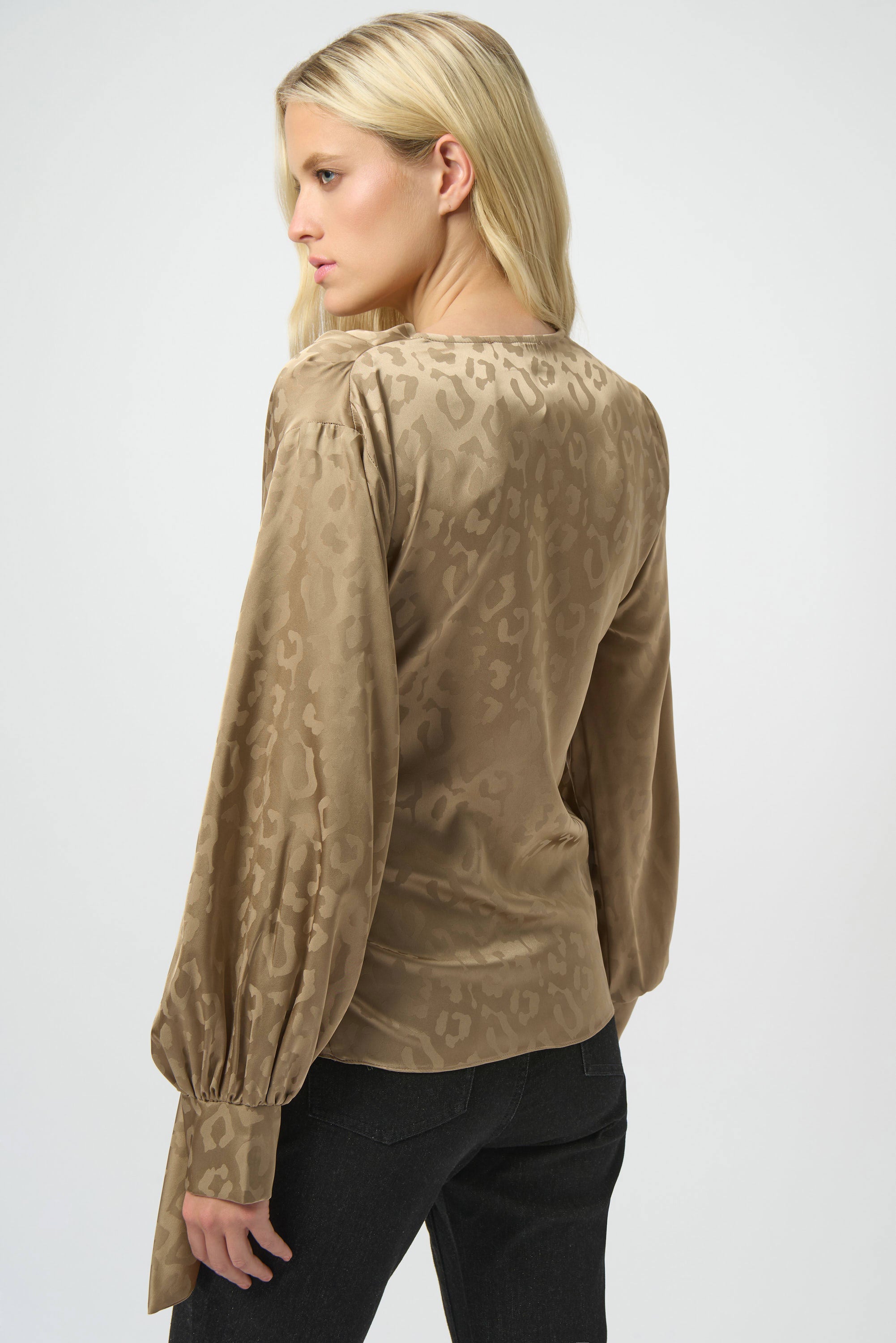 Jacquard Satin Animal Print Wrap Top
254060