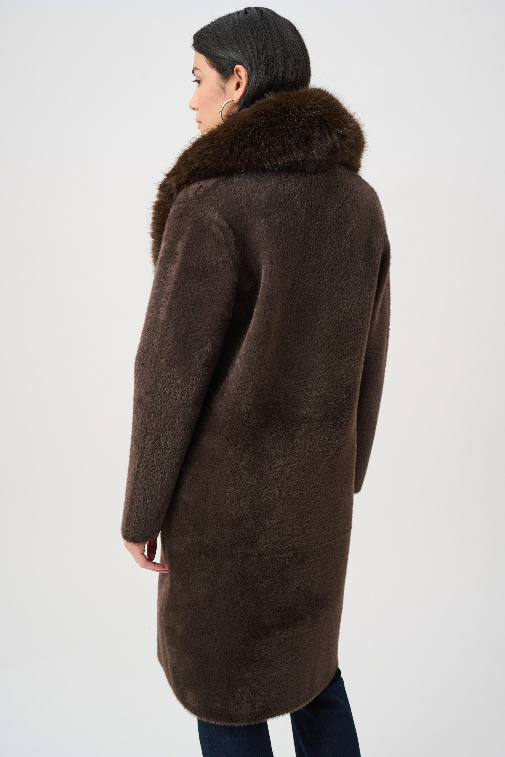 Joseph Ribkoff Feather Yarn Coat With Detachable Faux Fur Collar
263973 Mocha