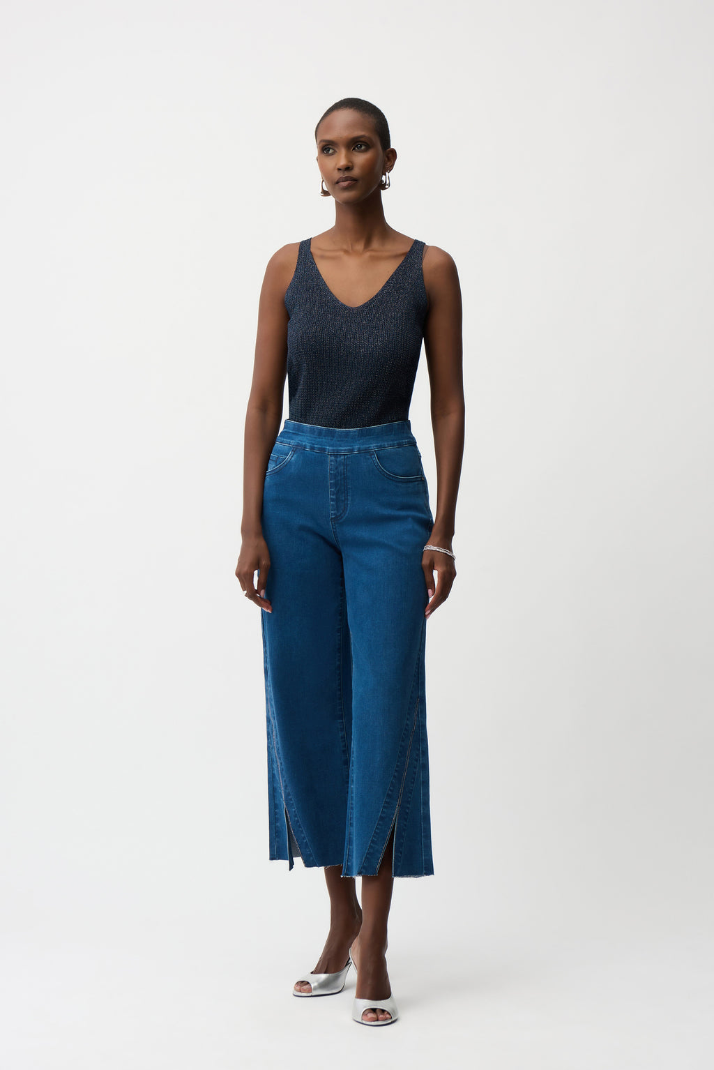 Joseph Ribkoff Metallic Knitted Camisole with Rhinestones
252915S26