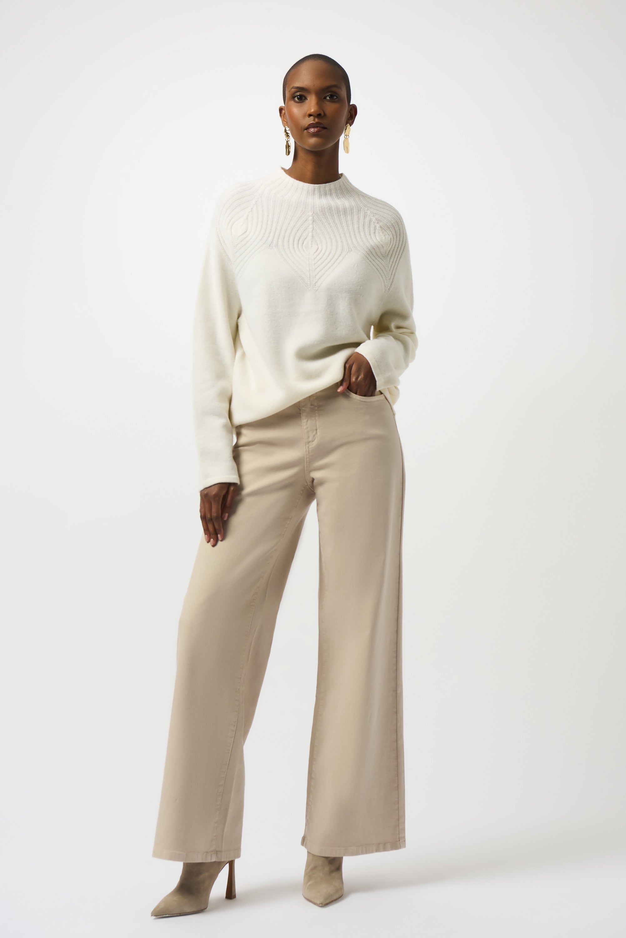 Joseph Ribkoff Wool Blend Sweater with Placement Stitch
253966 in Winter White A/W25