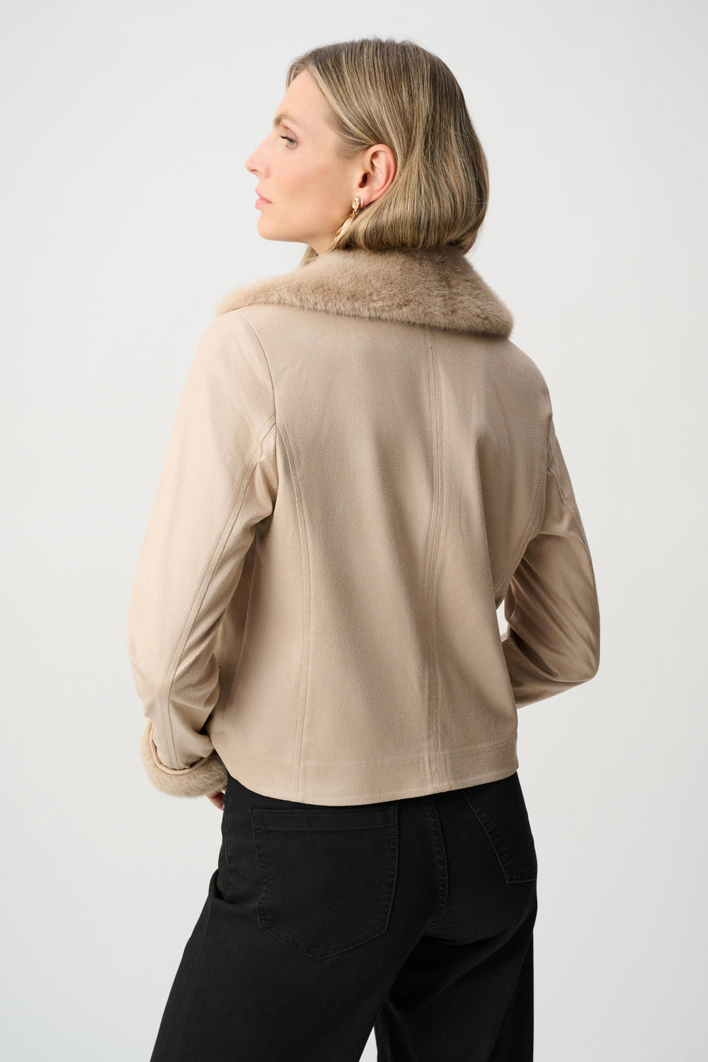 Joseph Ribkoff Foiled Faux Suede Jacket With Faux Fur Collar
263909
