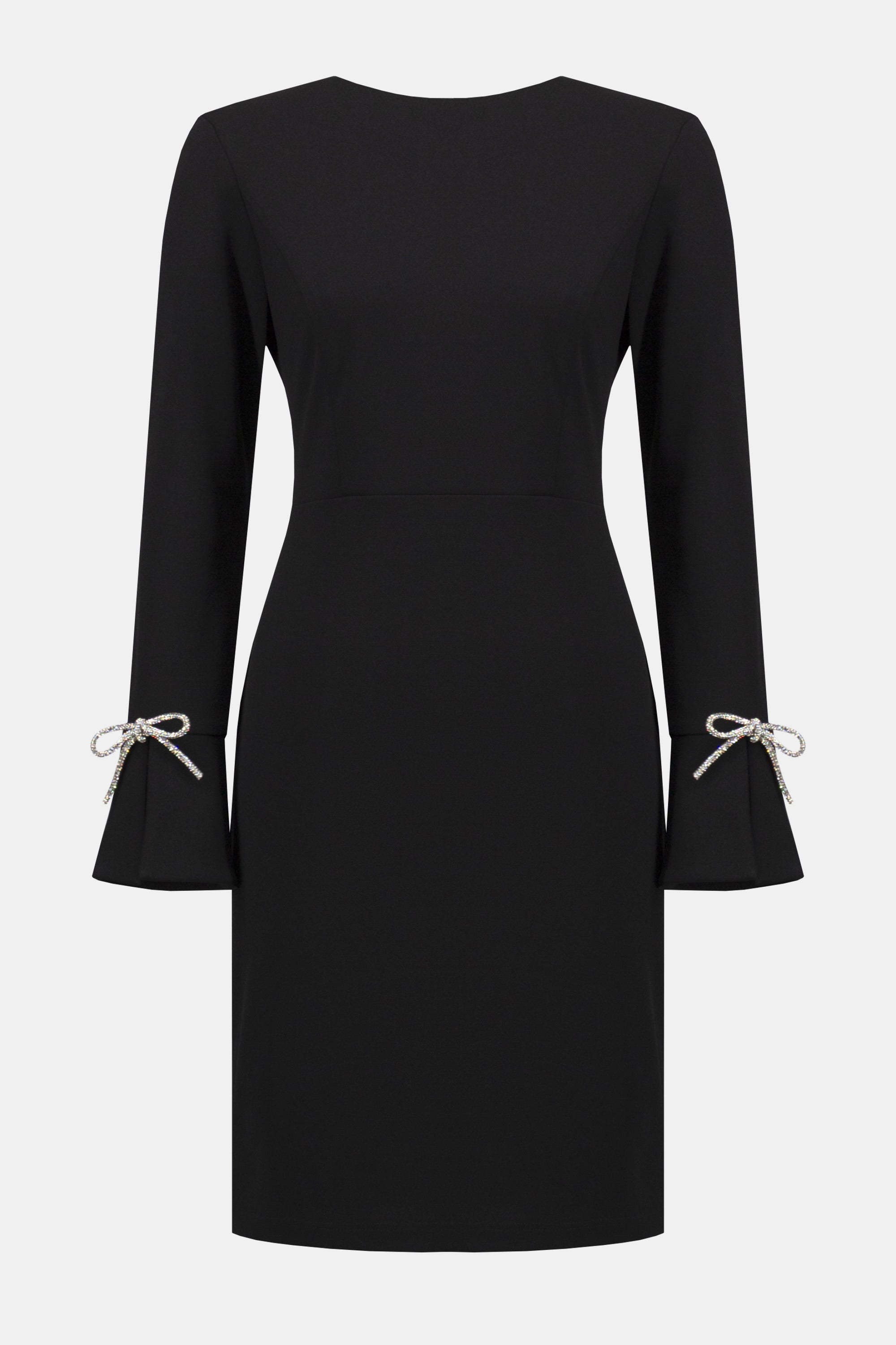 Pre-Order - Joseph Ribkoff Scuba Crepe Shift Dress With Rhinestone Bows
254048