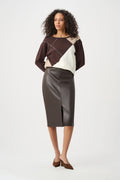 Joseph Ribkoff Bonded Leatherette Pencil Skirt
263213 Mocha A/W 26