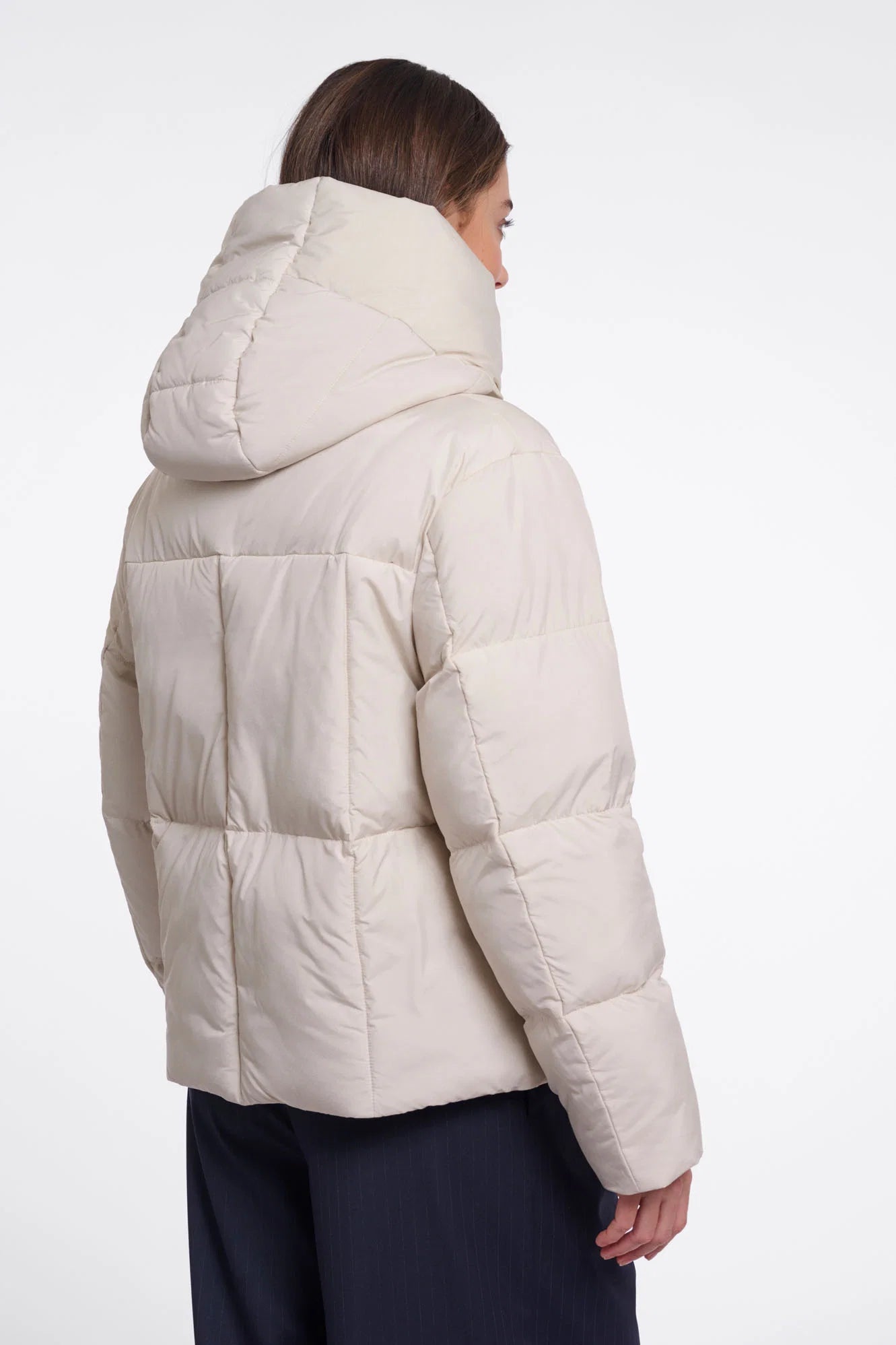 Rino & Pelle Joni Puffa Jacket With Detachable Faux Fur Collar in Birch