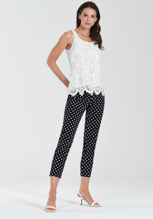 Robell Bella 09 Navy Polka Dot Trousers – 7/8 Length