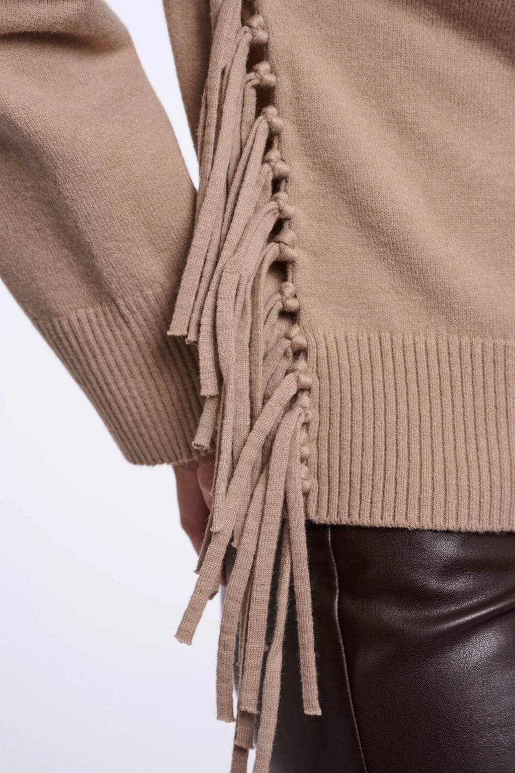 Rino & Pelle Melis Fringe Sweater in Dusty Oat