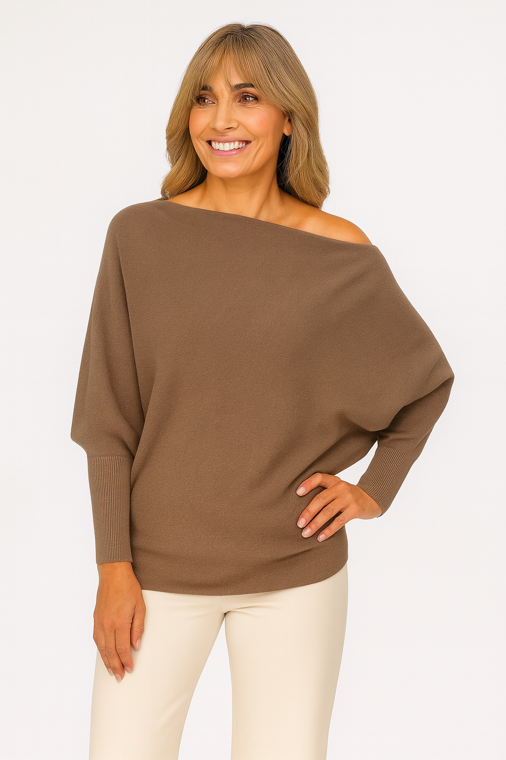 Alpini Made in Italy Asymmetrical Knit Sweater – Multi-Way Styling