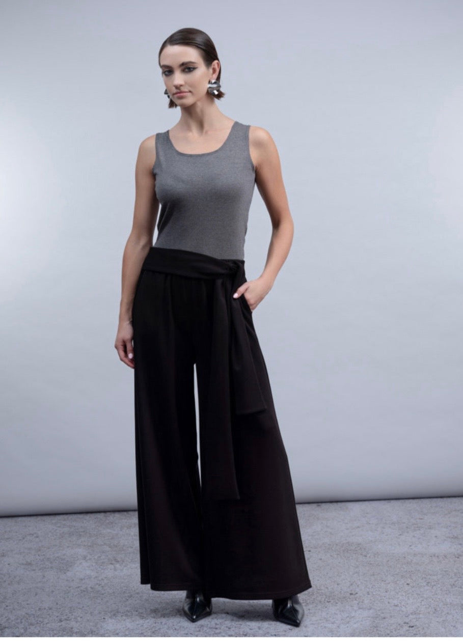 HAAKO Sash Tie Black Wide Leg Trouser H2030