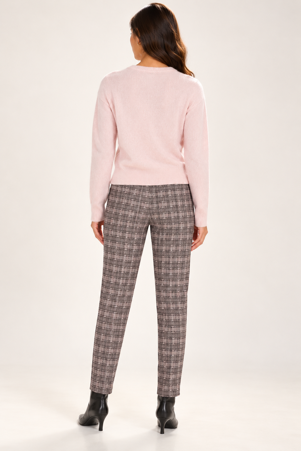 Frank Lyman 264406F Checked Ankle-Length Trousers – Pink & Grey