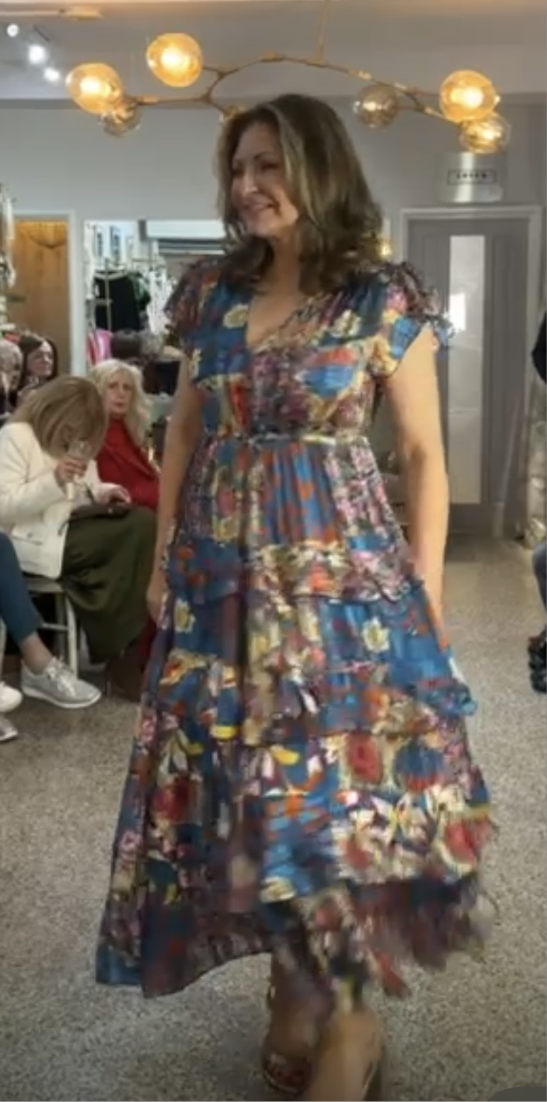Malissa J Teal Patterned Gypsy Dress One Size