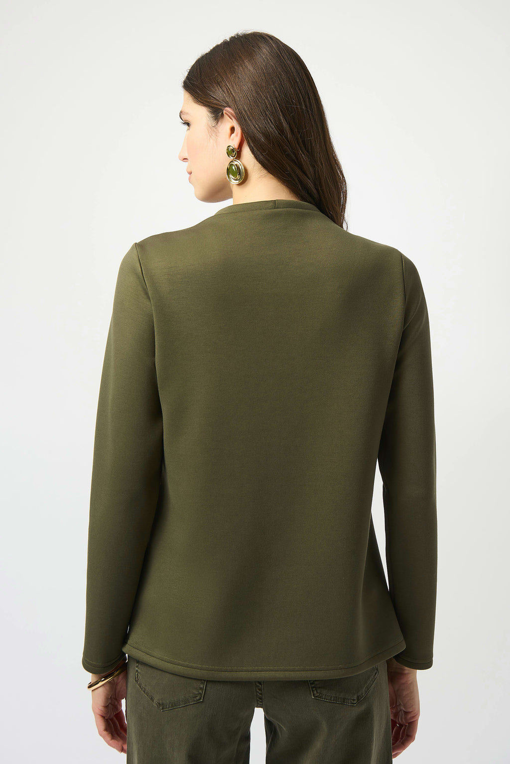 Joseph Ribkoff Scuba Jersey Trapeze Jacket
253040 in Khaki A/W 25