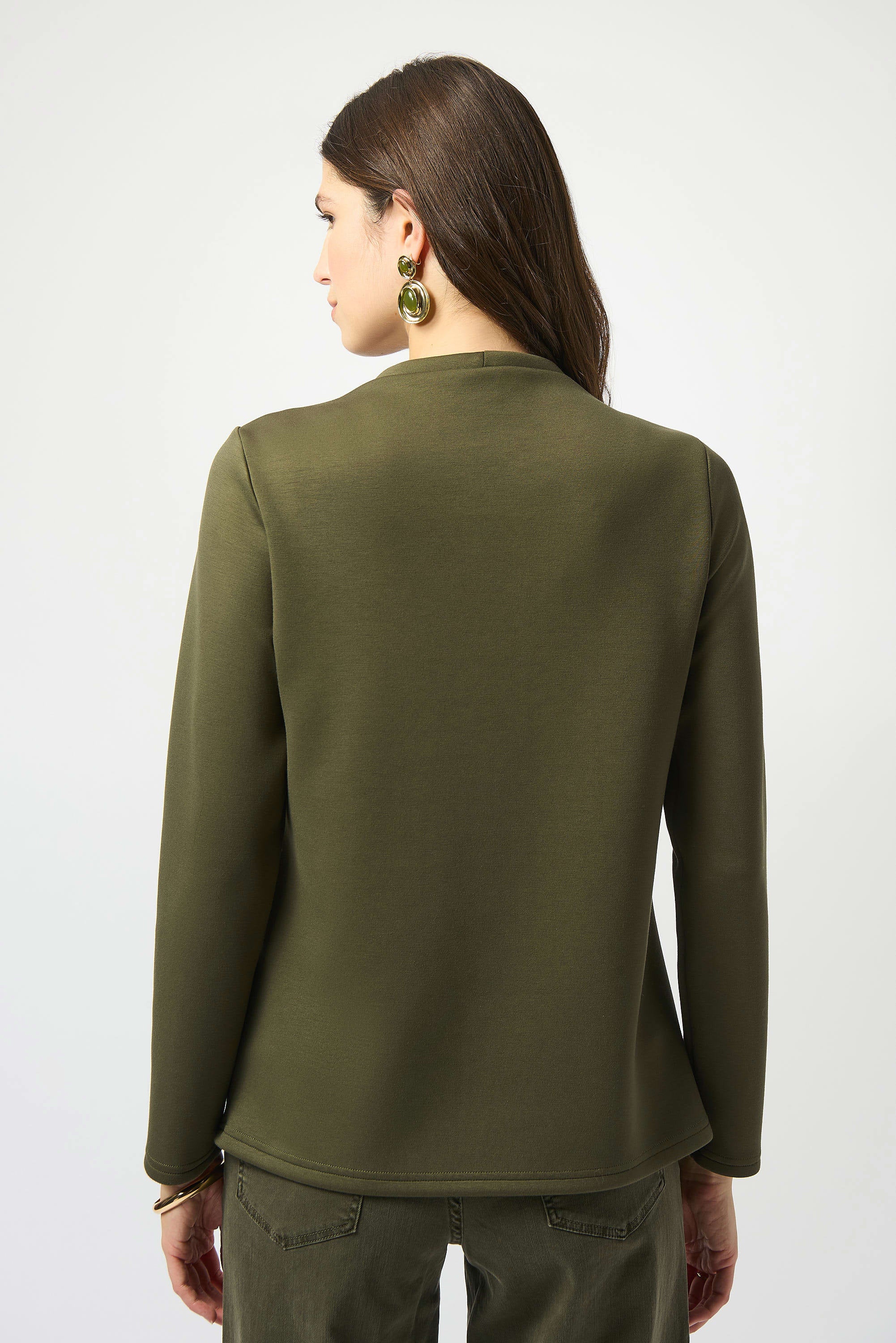 Joseph Ribkoff Scuba Jersey Trapeze Jacket
253040 in Khaki A/W 25