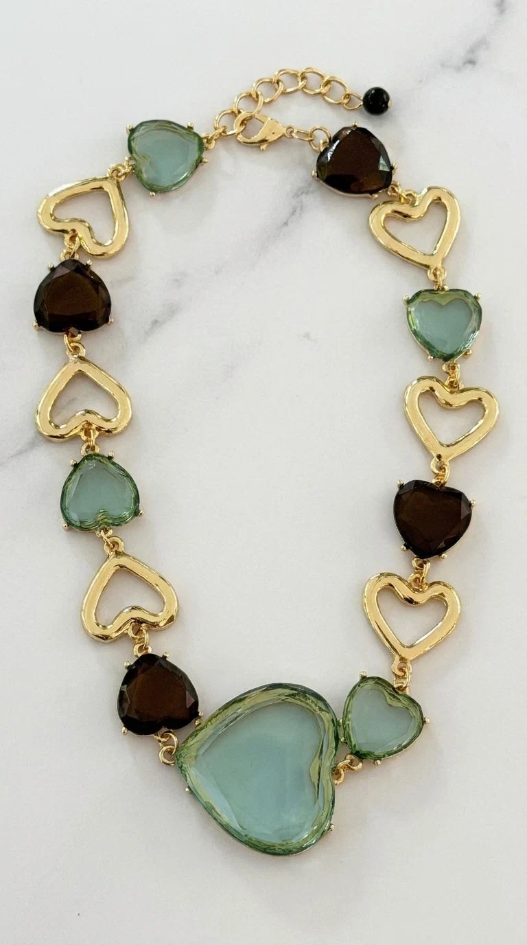 Envy Turquoise & Coffee Heart Statement Necklace – 532/N/N