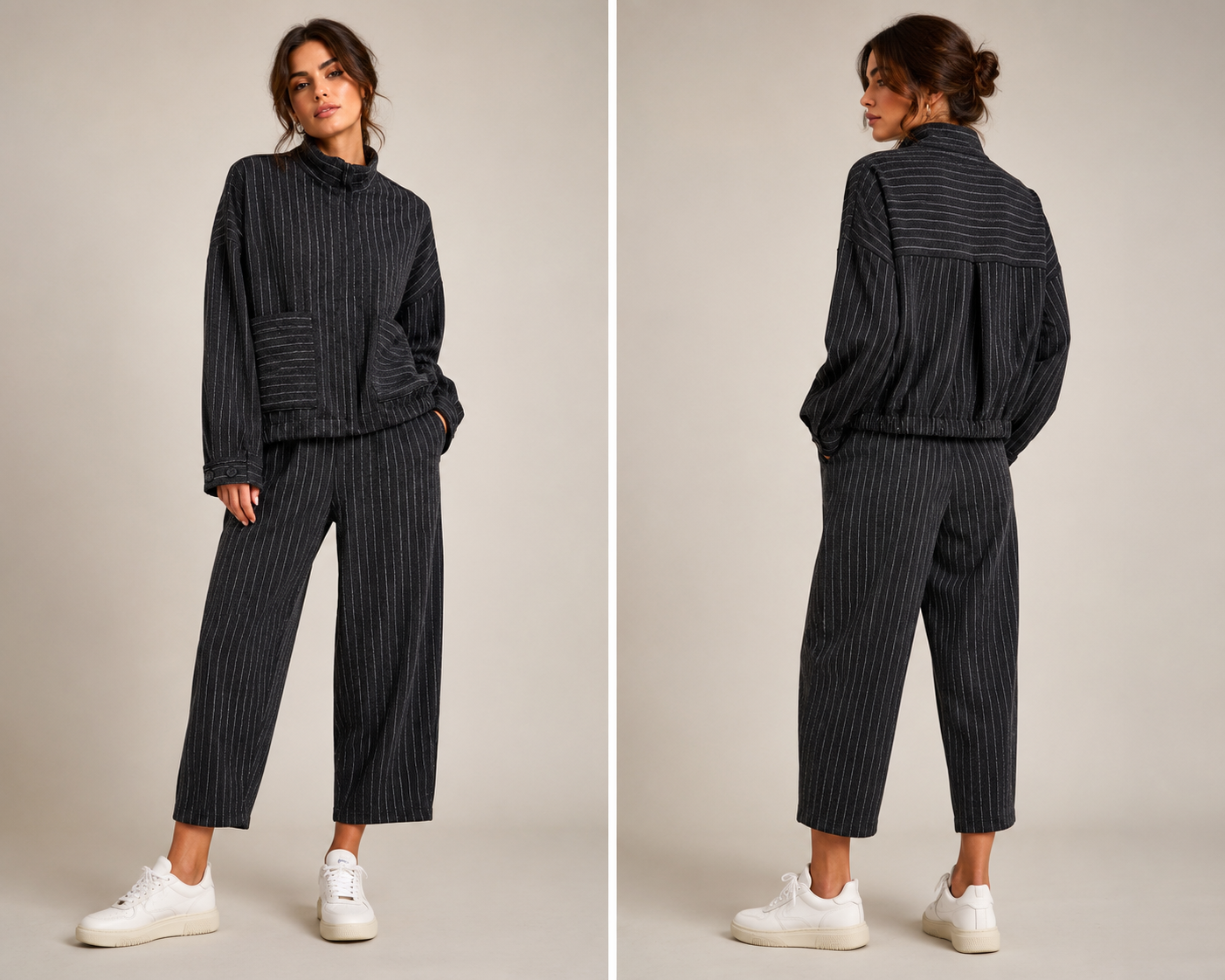 SOHO-t Debby Pinstripe Jacket – Dark Grey