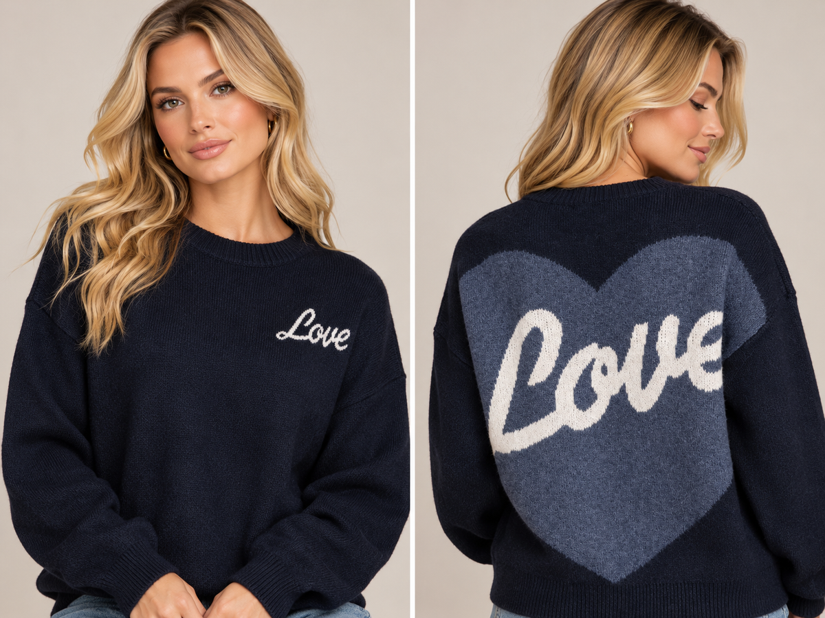 Gold & Silver Love Heart Jumper – One Size
