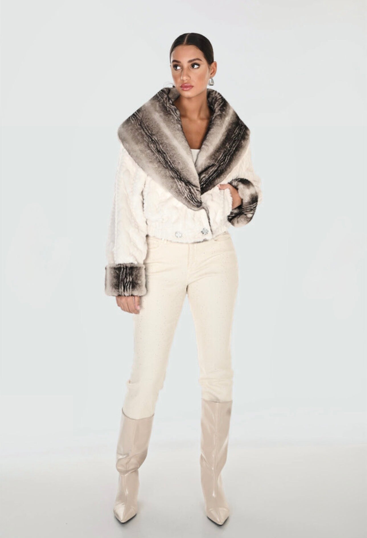 Frank Lyman Faux Fur Reversible Jacket Style 263799
