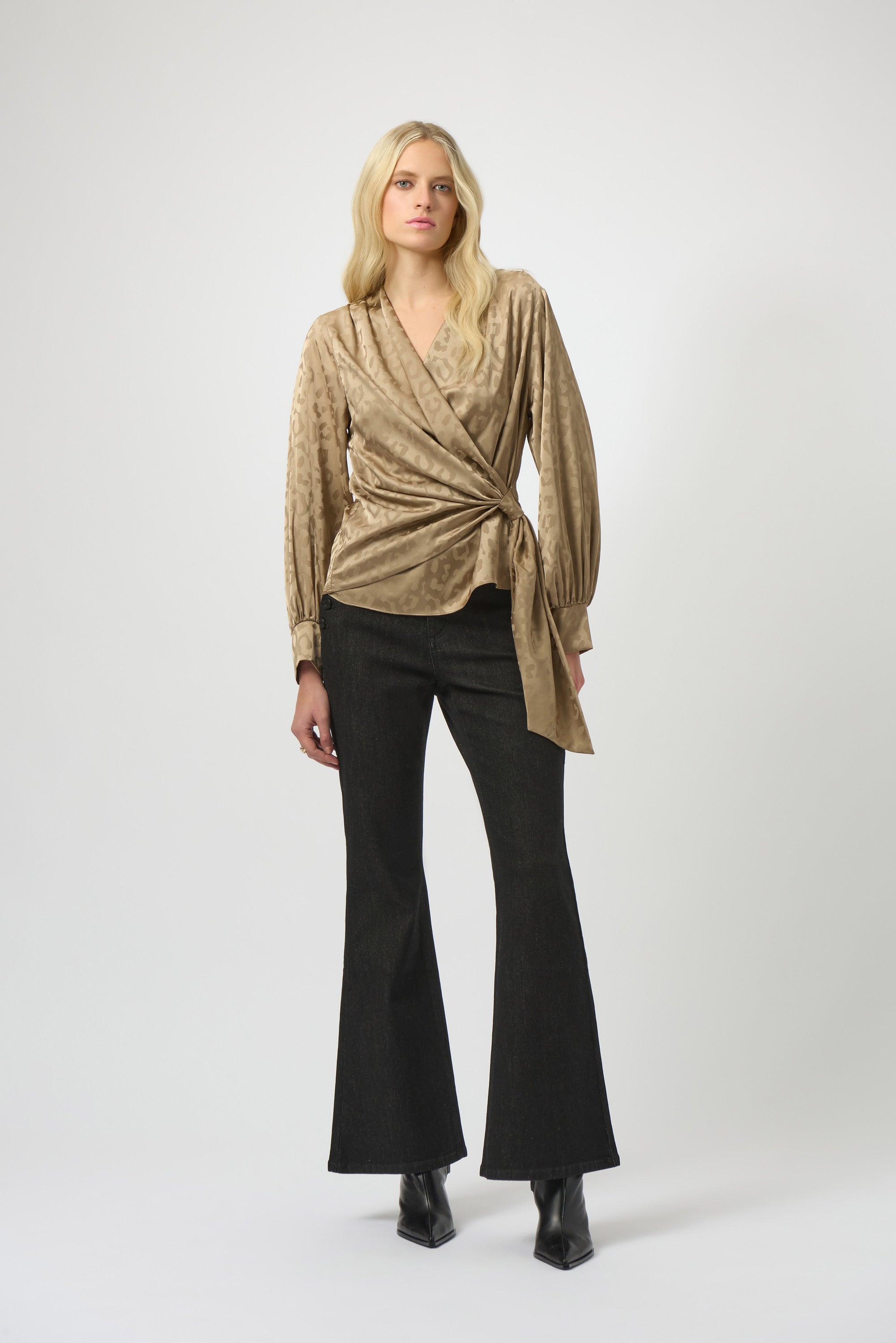 Jacquard Satin Animal Print Wrap Top
254060