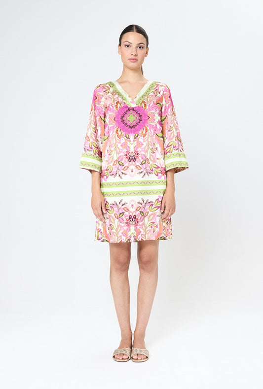 Arggido 48654 Printed Tunic Dress | Chic Bohemian Resort Wear from Barcelona