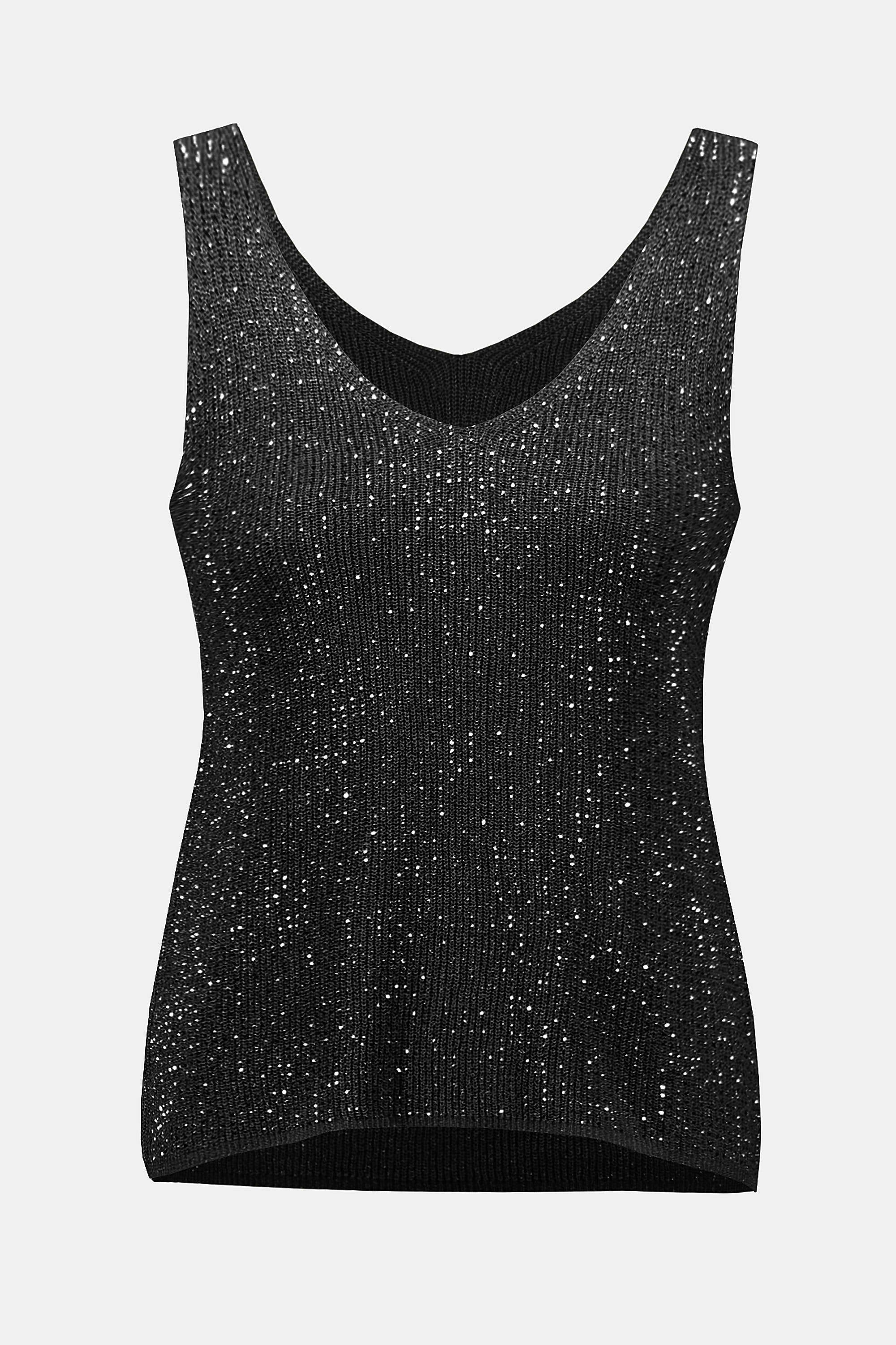 Metallic Knitted Camisole with Rhinestones
252915F25