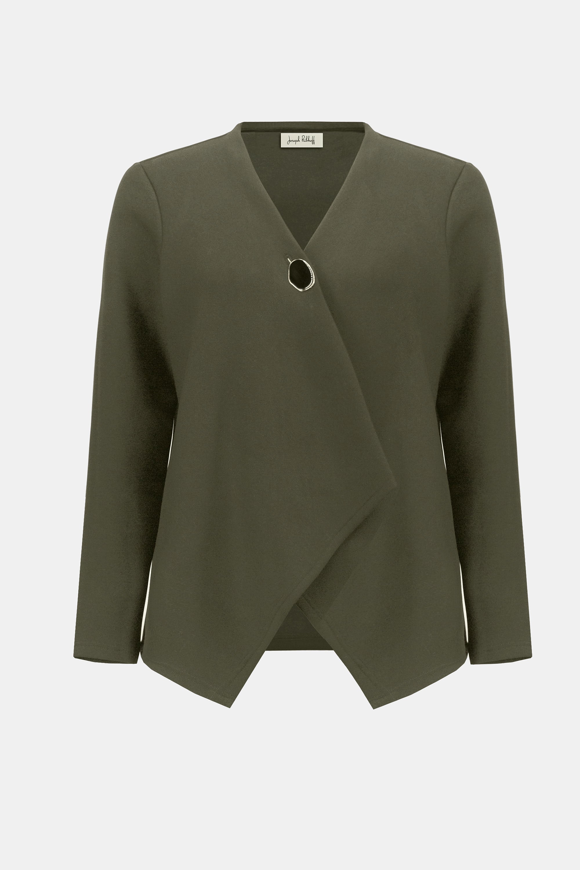 Joseph Ribkoff Scuba Jersey Trapeze Jacket
253040 in Khaki A/W 25