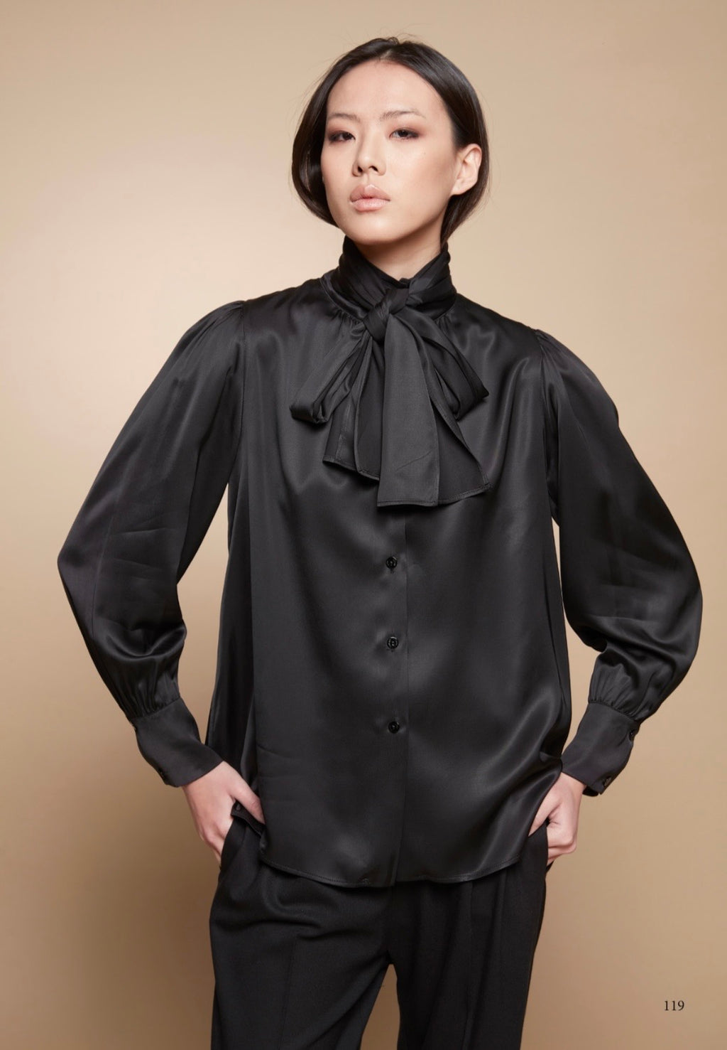 Tricot Chic Black Pussy Bow Blouse – Style Z722/91