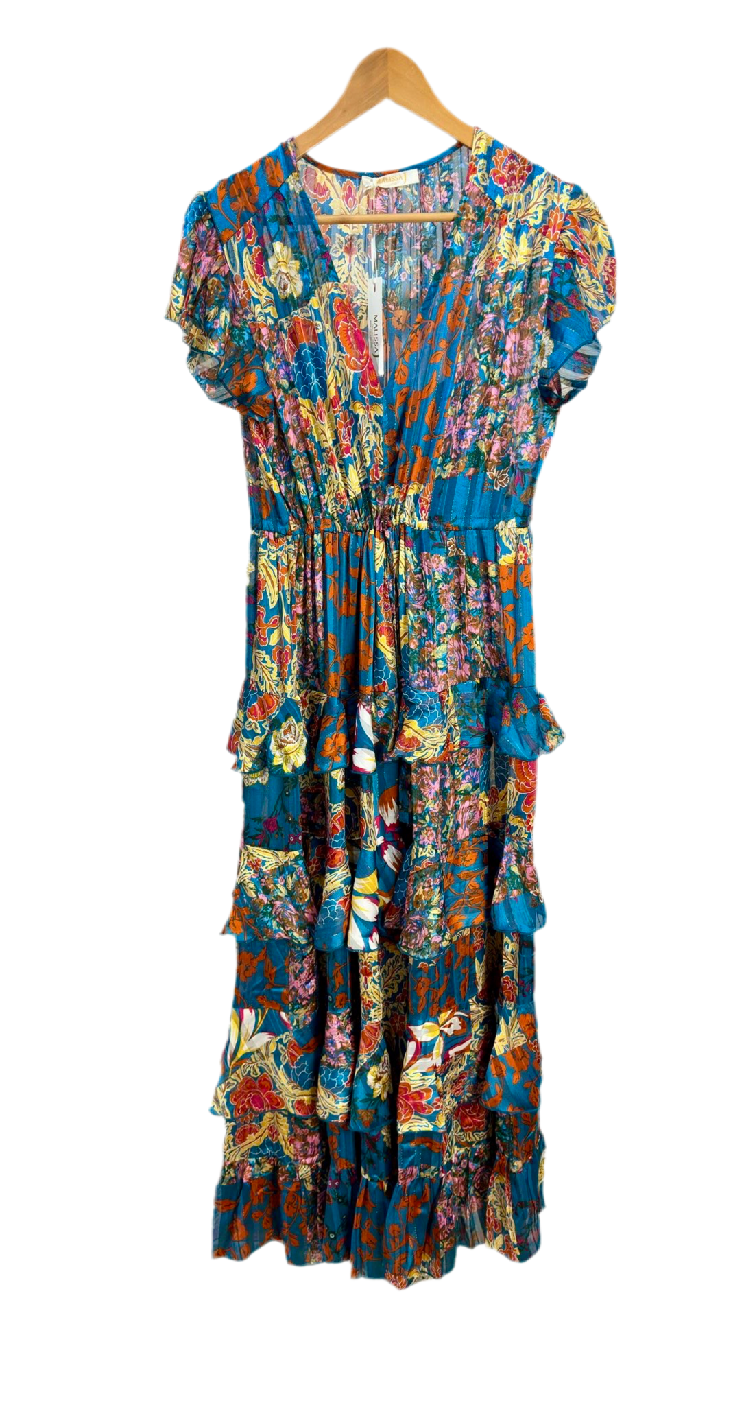Malissa J Teal Patterned Gypsy Dress One Size