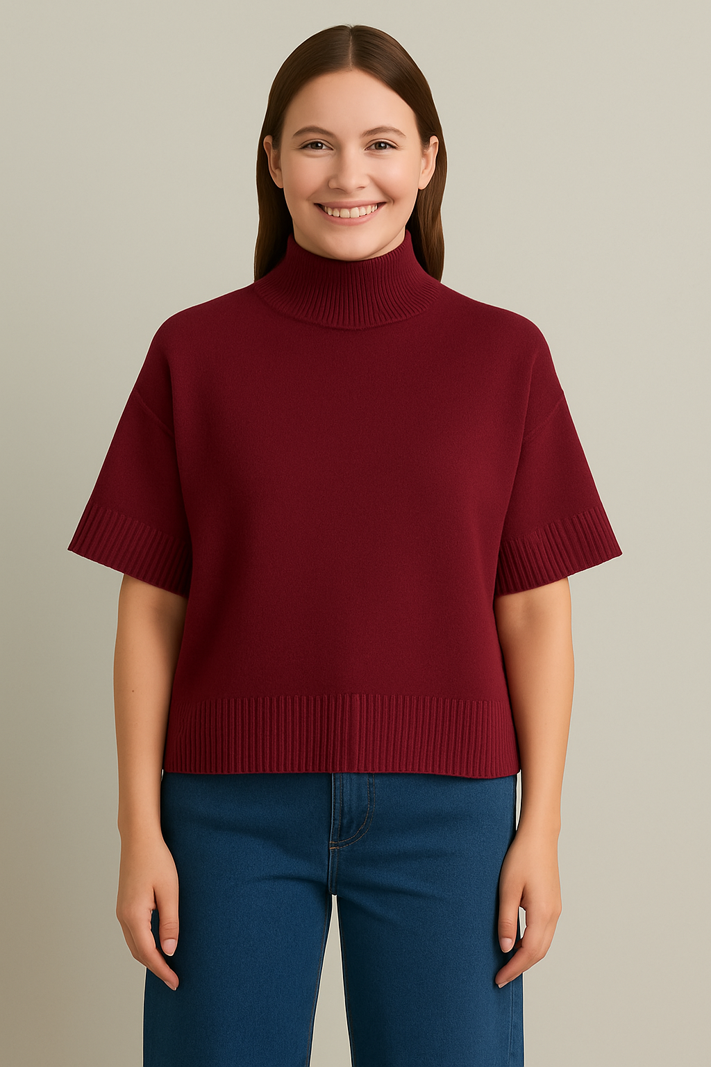 Alpini Boxy Knit Sweater – Merlot – Made in Italy - One Size