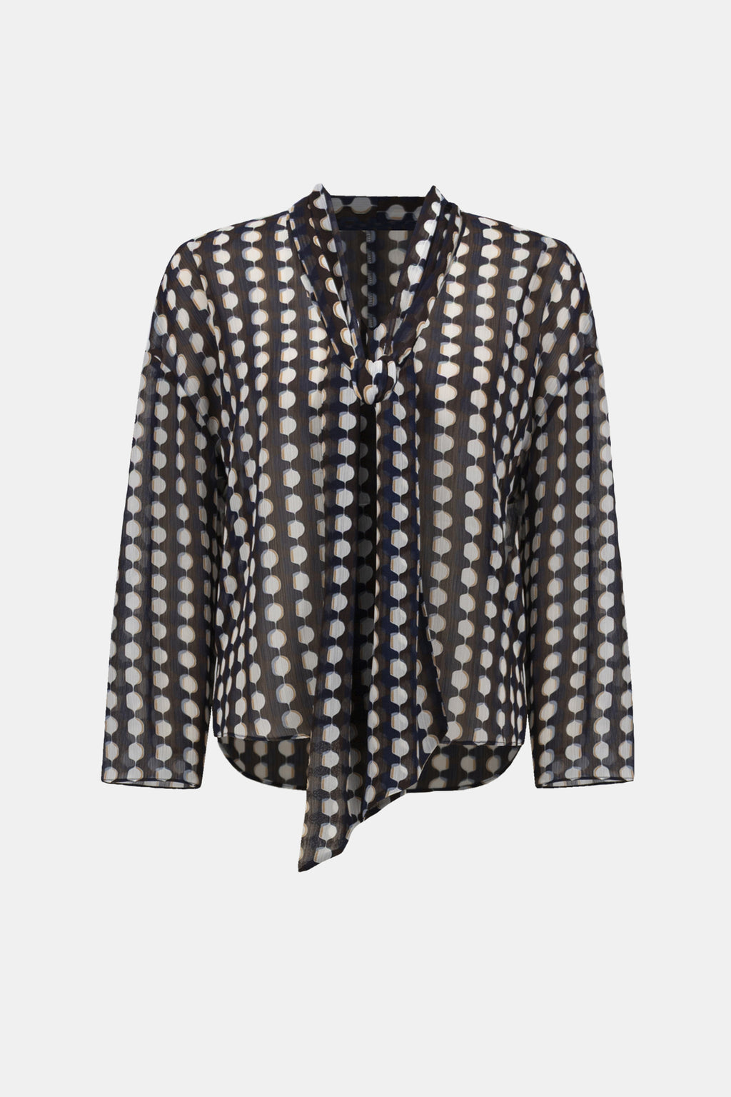 Joseph Ribkoff Chiffon Geometric-Print Tie-Neck Blouse
263102