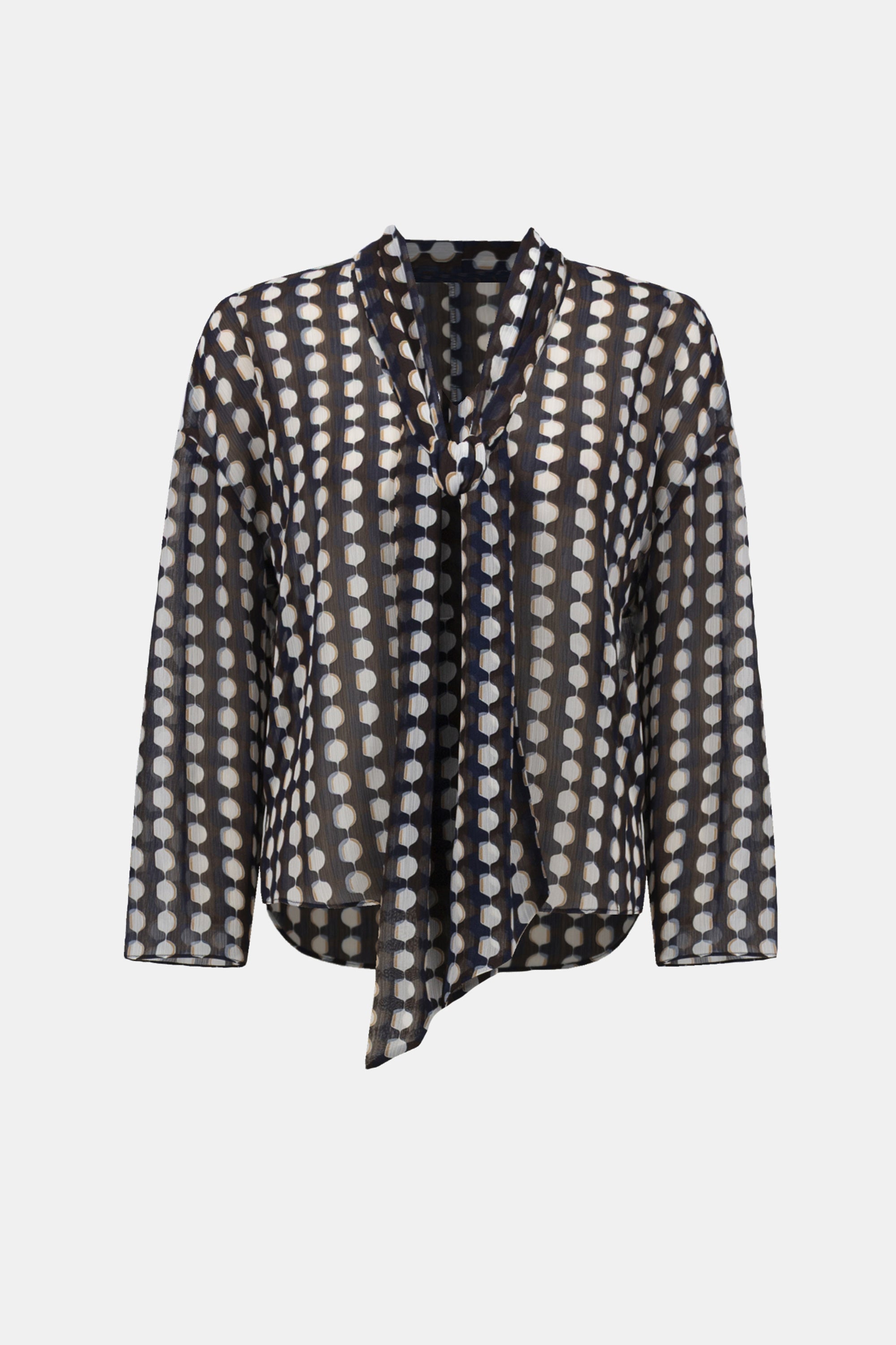 Joseph Ribkoff Chiffon Geometric-Print Tie-Neck Blouse
263102