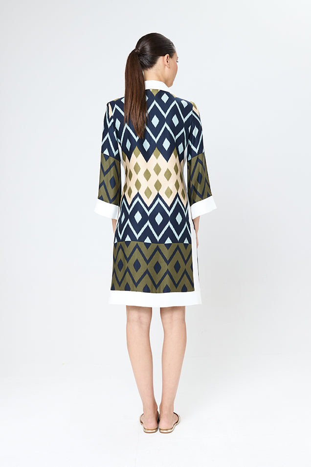 Arggido Navy Geometric Print Dress