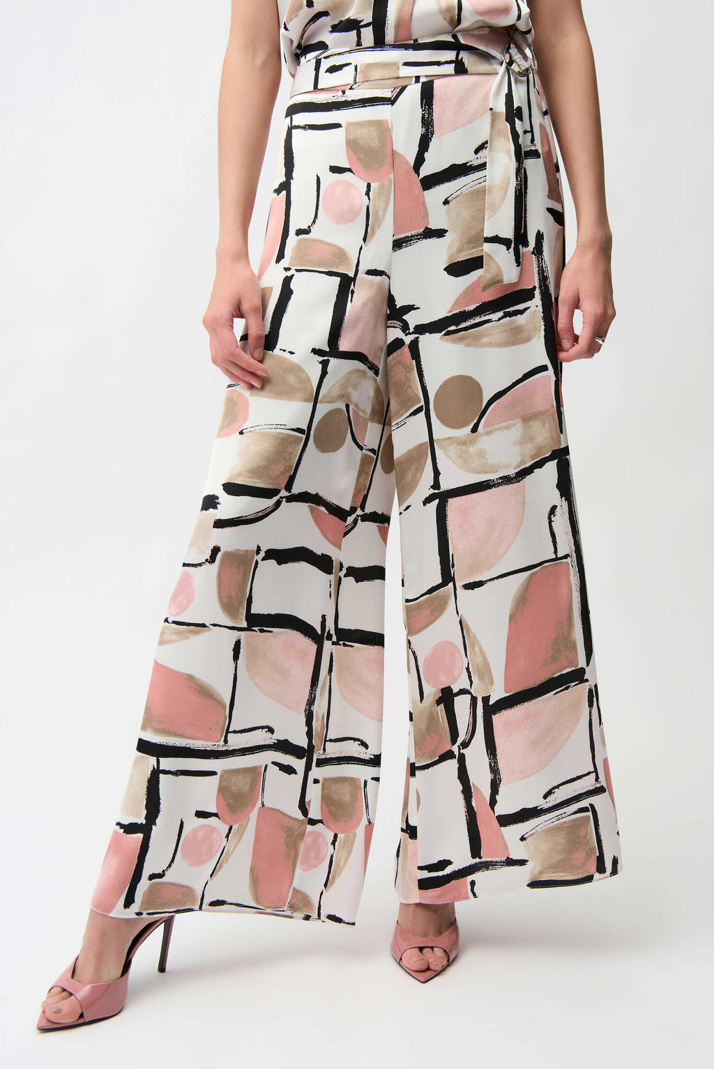 Joseph Ribkoff Recycled Satin Abstract Print Wide Leg Pull-On Pants
261198