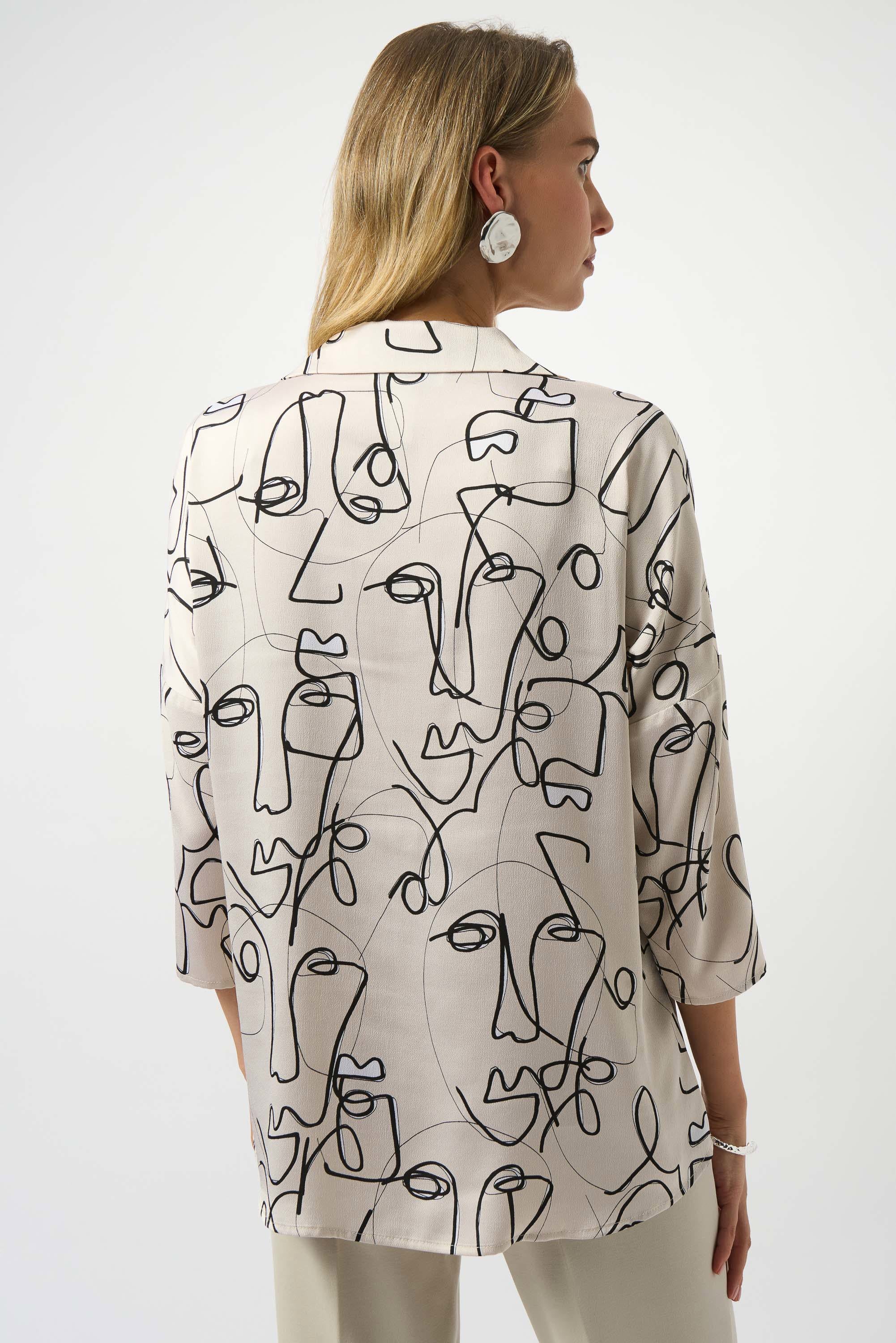 Joseph Ribkoff Hammered Satin Abstract Face Print Boxy Top
253230 A/W25
