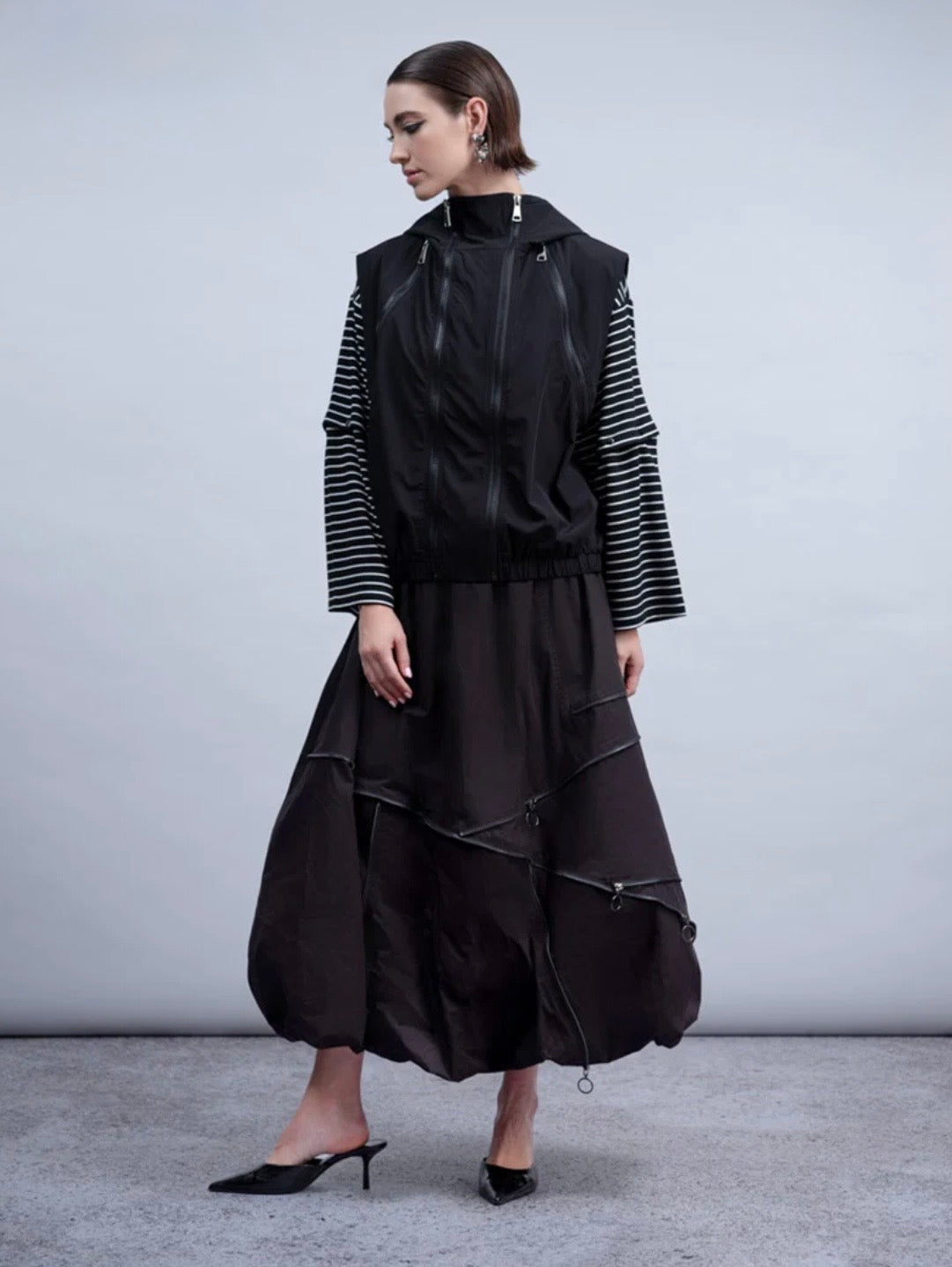 HAAKO Black Bubble Hem Skirt H2005