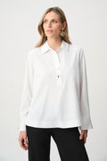 Joseph Ribkoff Stretch Poplin Shirt-Collar Boxy Top
263928