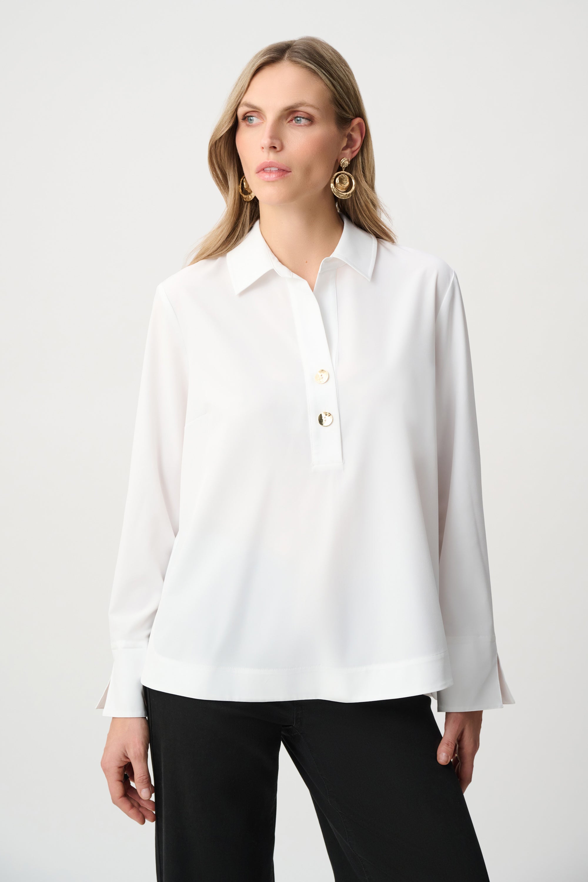 Joseph Ribkoff Stretch Poplin Shirt-Collar Boxy Top
263928