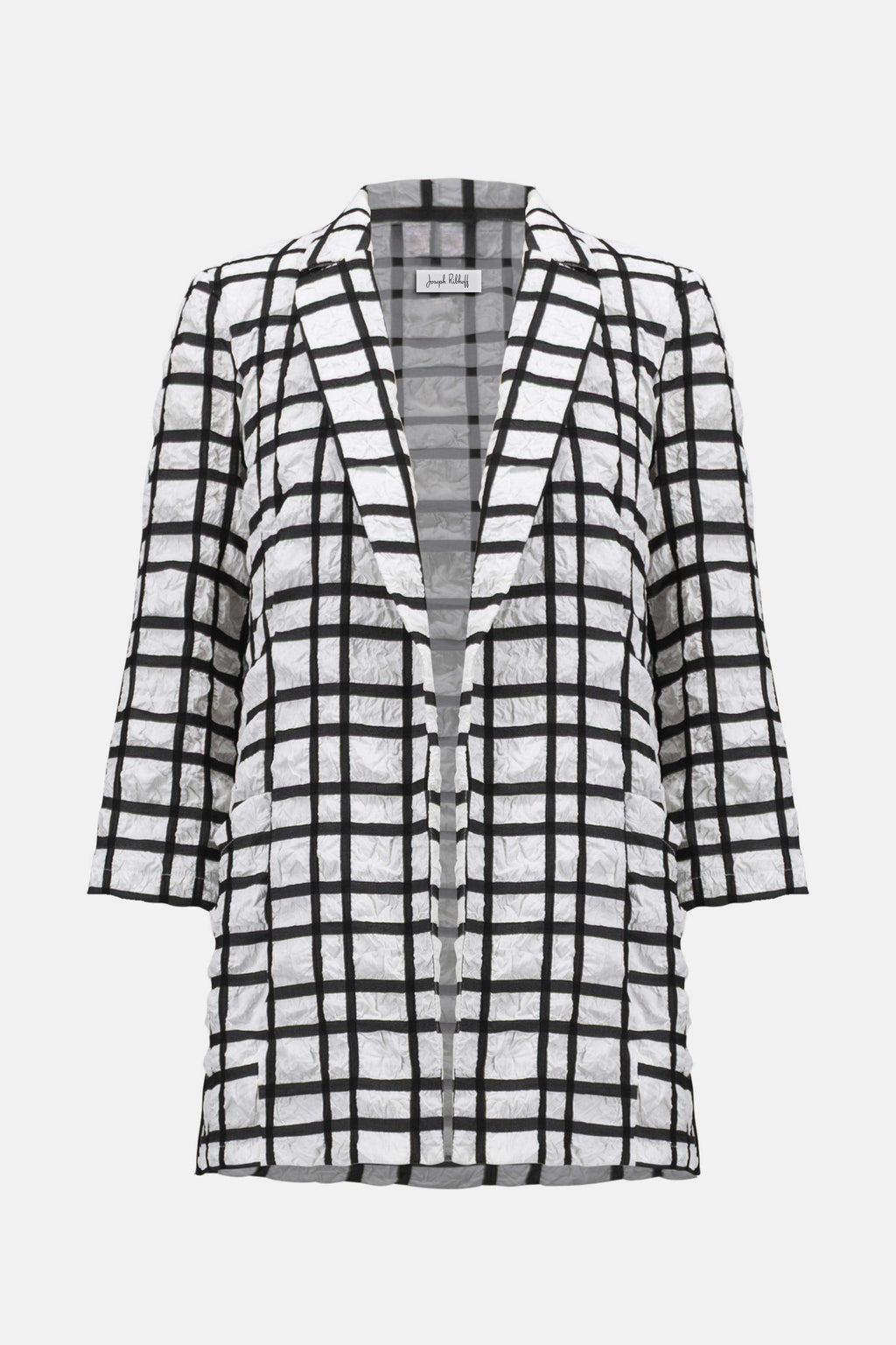 Joseph Ribkoff Jacquard Plaid Print Boxy Blazer With Notched Collar
261268
