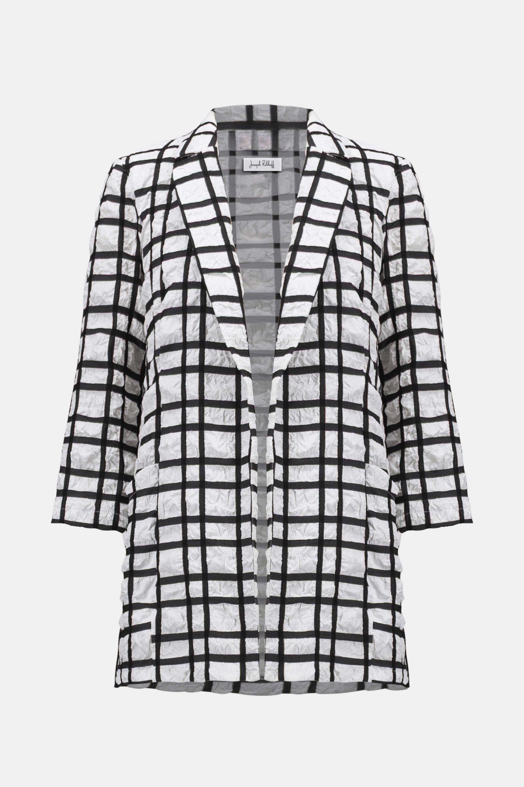 Joseph Ribkoff Jacquard Plaid Print Boxy Blazer With Notched Collar
261268