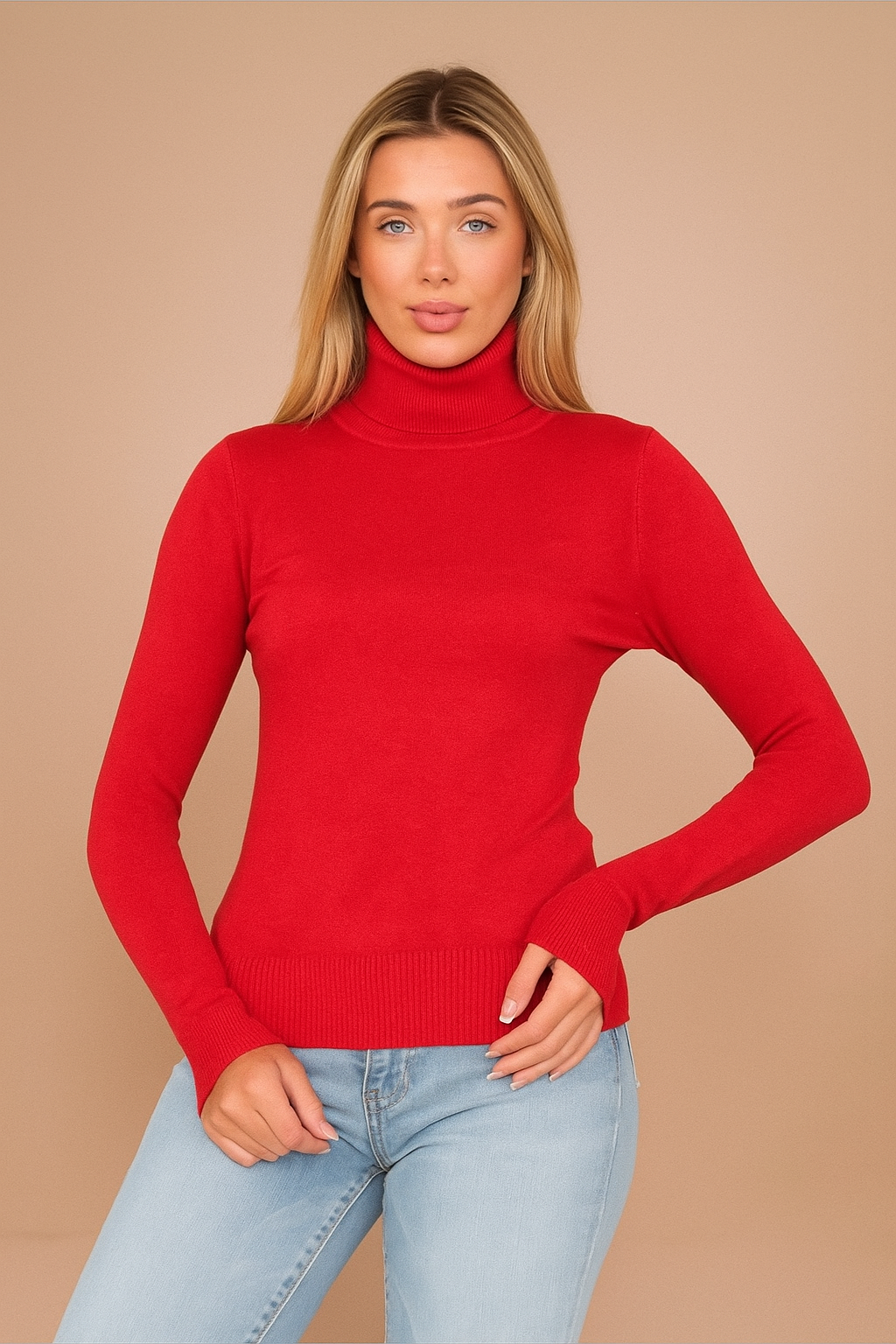 Kurt Muller Fine Knit Polo Neck Sweater