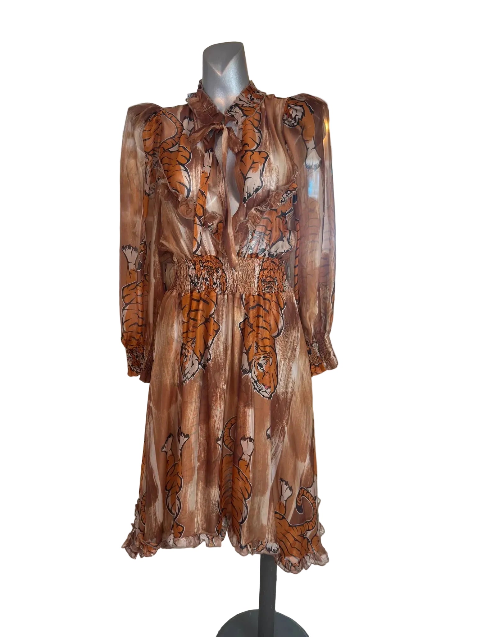 5 Progress Tiger Silk Mini Dress – Brown