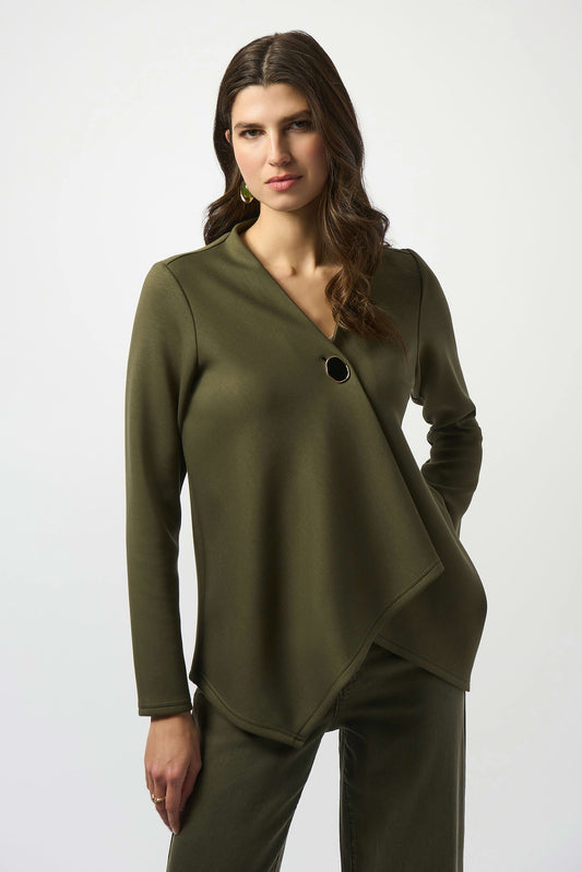 Joseph Ribkoff Scuba Jersey Trapeze Jacket
253040 in Khaki A/W 25