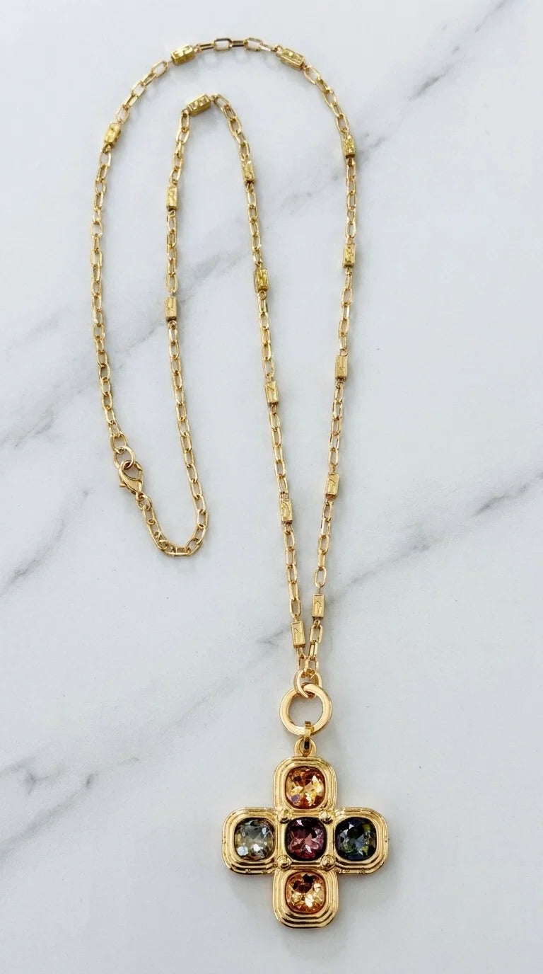 Envy Gold Multi-Coloured Clover Pendant Necklace – Style 621/N/T